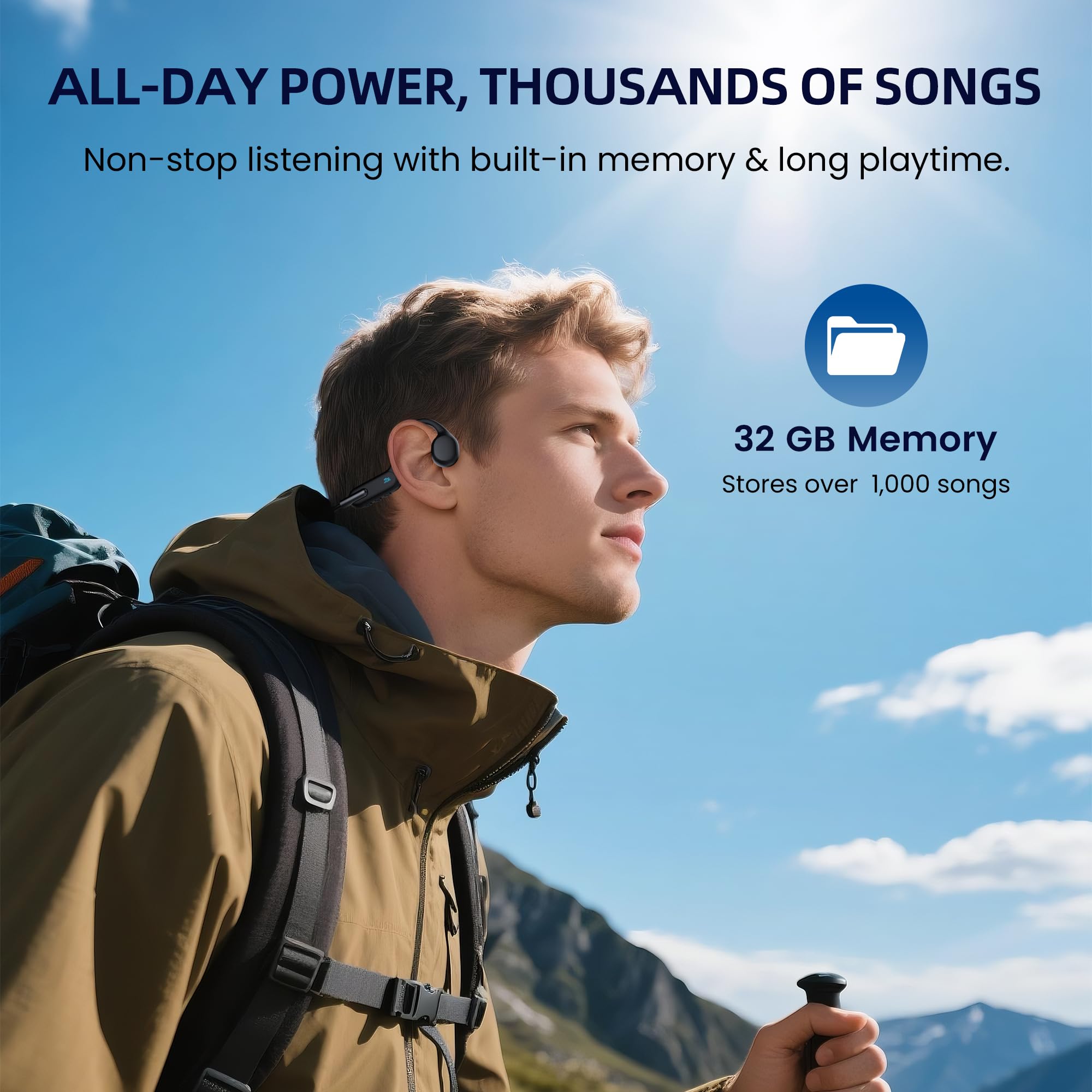 HIFI WALKER Audífonos para Nadar de Conducción Ósea, Audífonos Sumergibles IPX8 para Natación y Alberca, Bluetooth con Modo MP3 Integrado, Diseño Open Ear para Deportes Acuáticos
