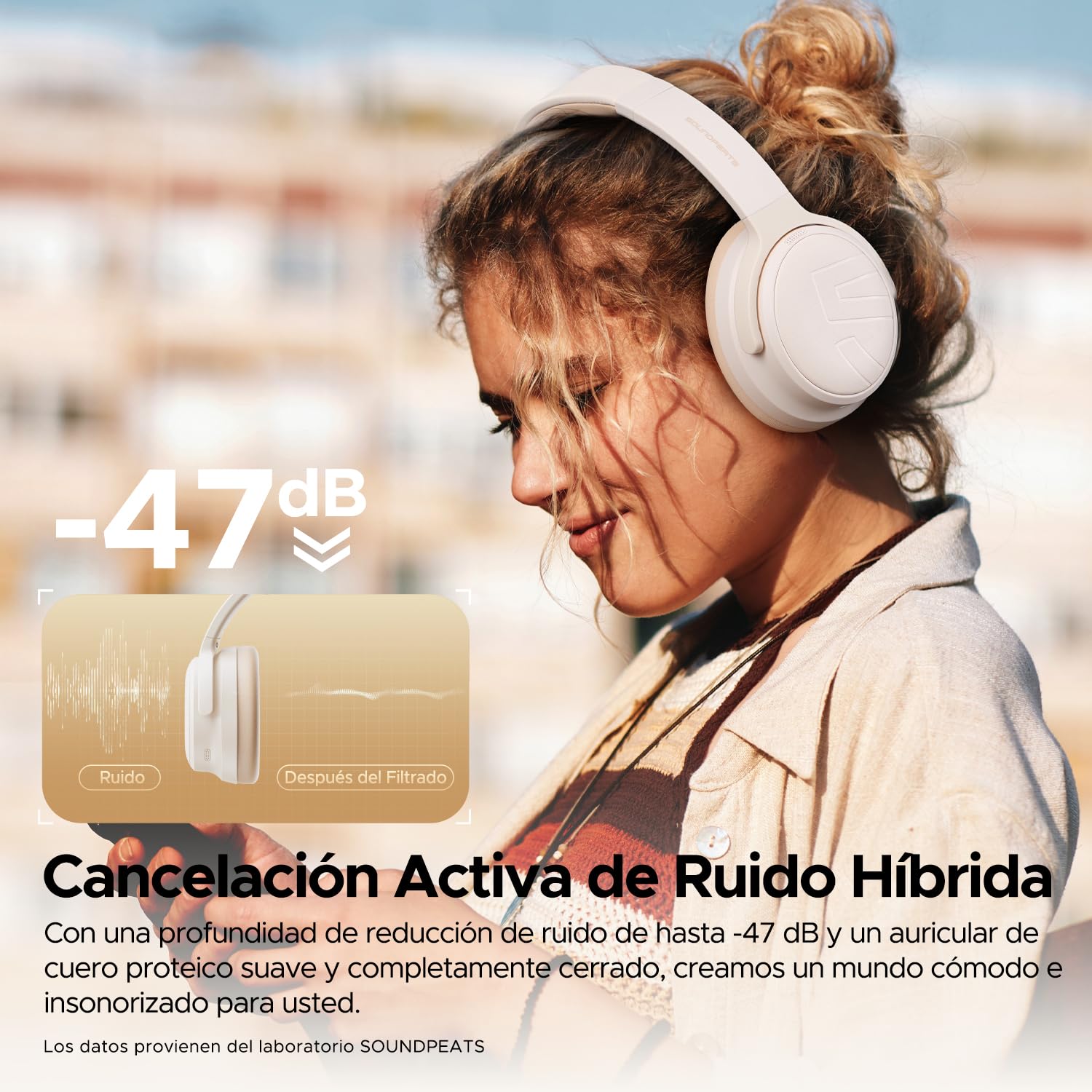 SoundPEATS Space Pro Audífonos de Diadema ANC Híbrido -47dB 151H de Batería