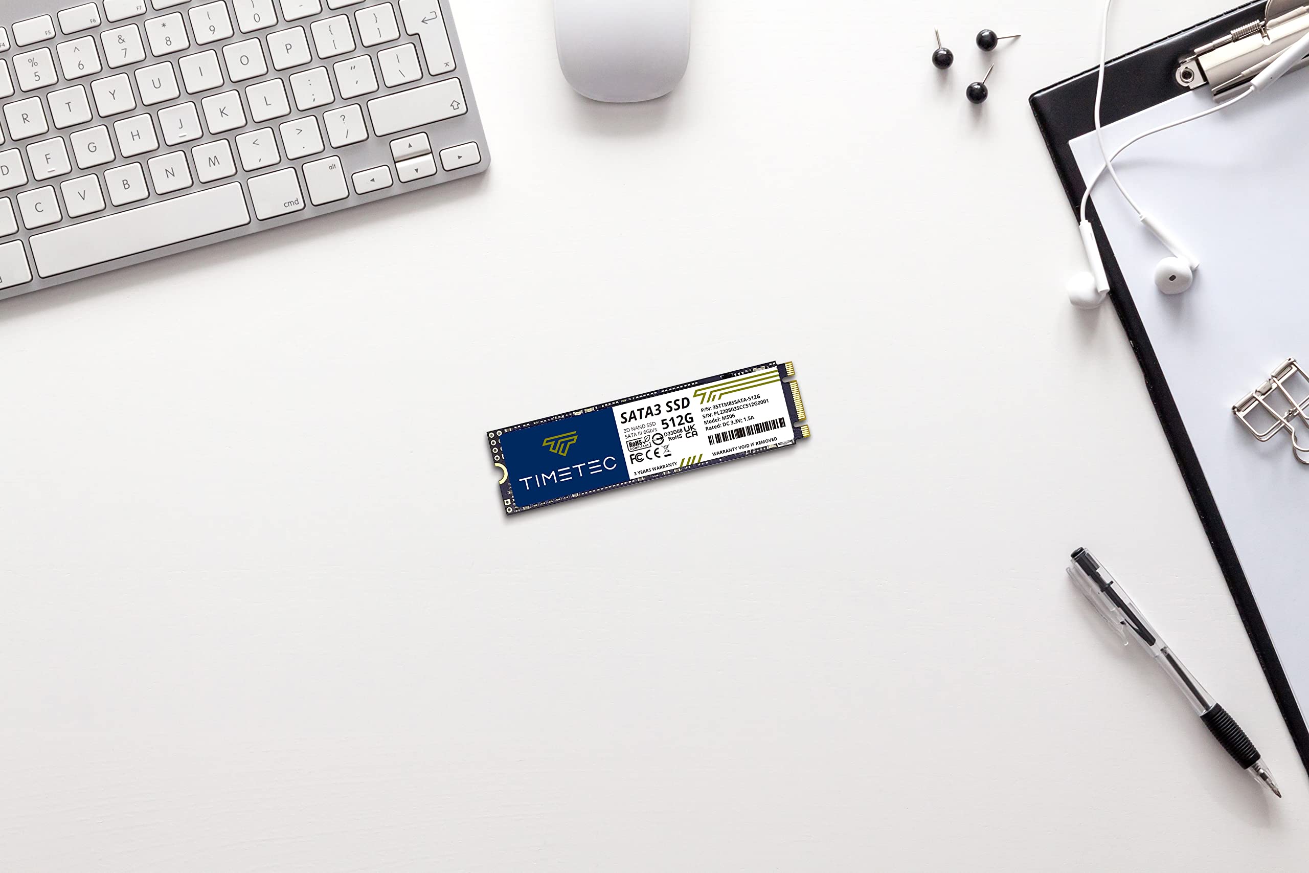 Timetec 512GB Unidad de Estado sólido Interna SSD 3D NAND TLC SATA III 6Gb/s M.2 2280 NGFF 256TBW Lectura 550MB/s SLC Cache Performance Boost para PC computadora portátil y de Escritorio (512GB)
