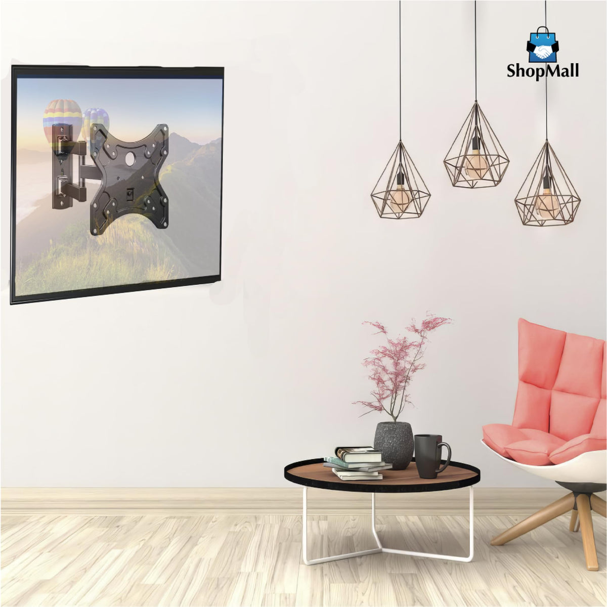SHOPMALL Soporte de Pared para Pantalla de 17 a 42 Pulgadas, Ajustable, Inclinación y Rotación, Compatible con TV LED, LCD, Plasma, Fácil Instalación, Ideal para Hogar y Oficina
