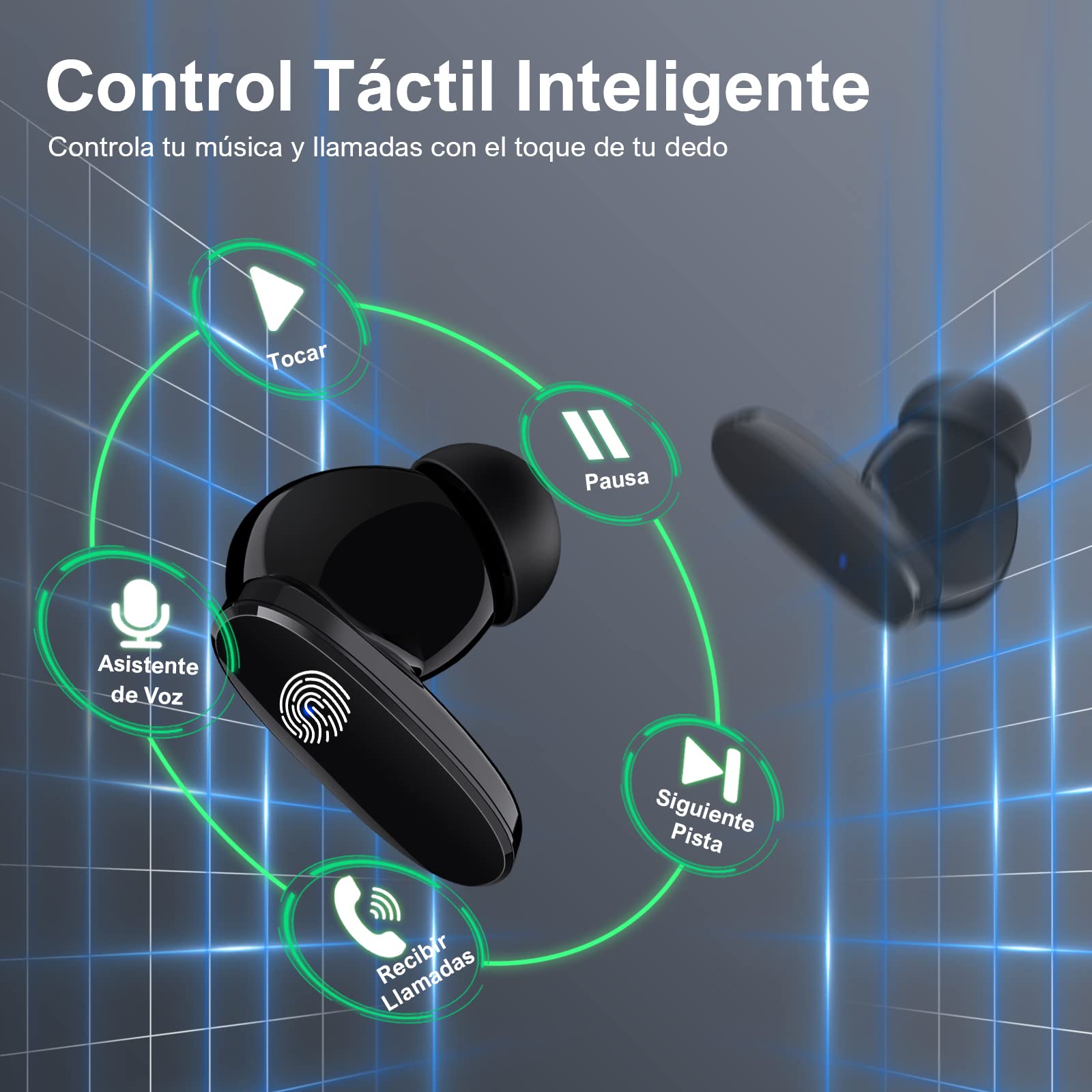 1 Hora Audífonos Inalámbricos Bluetooth 6.0 con Estuche de Carga