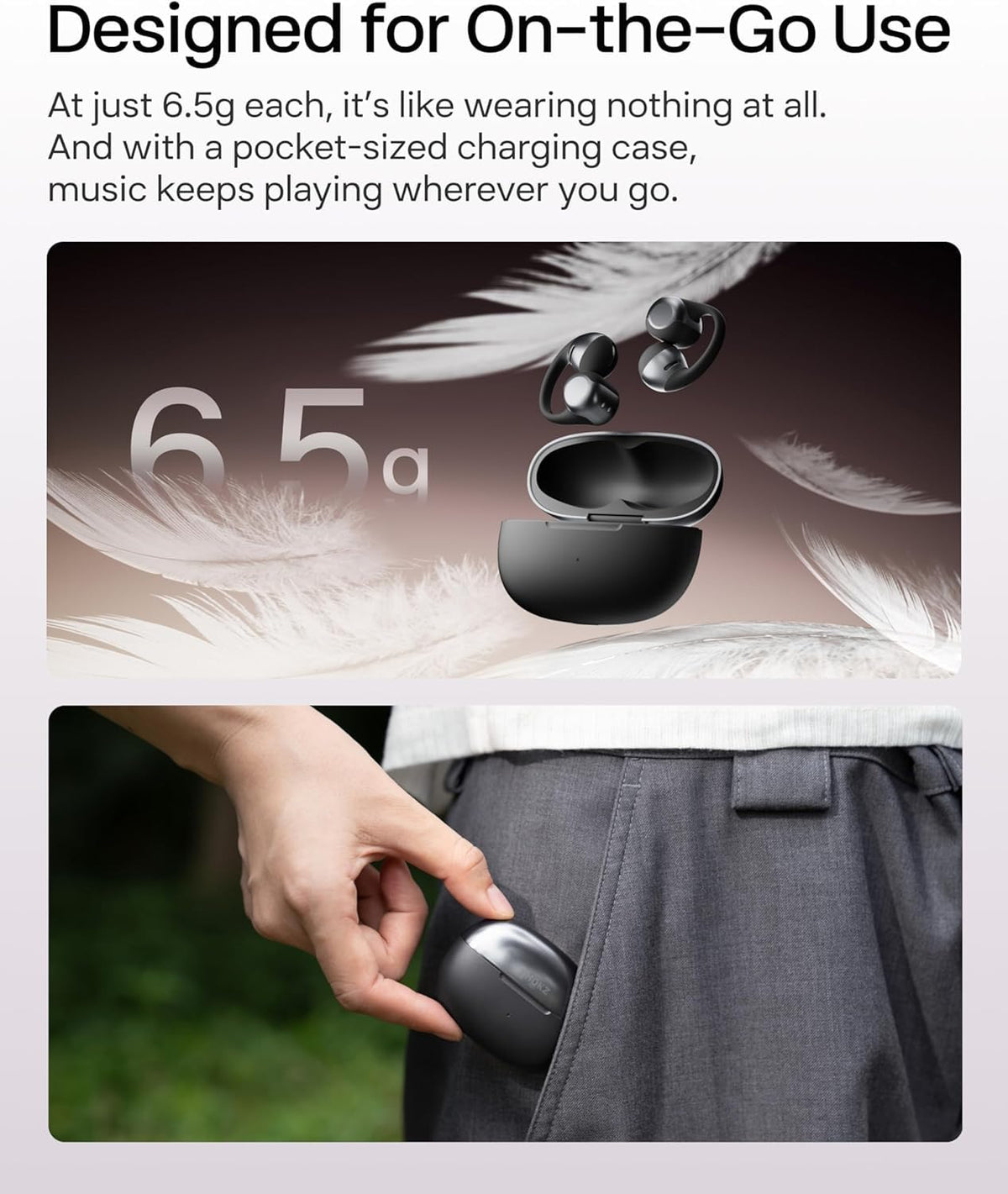 SHOKZ OpenDots ONE Auriculares Inalámbricos Bluetooth 5.4, Audifonos Deportivos Abiertos Clip, Dolby Audio Premium 6,5g, Open Ear, 40H de Batería, 4 Mics. Cancelación Ruido, con Paño de Limpieza,Negro