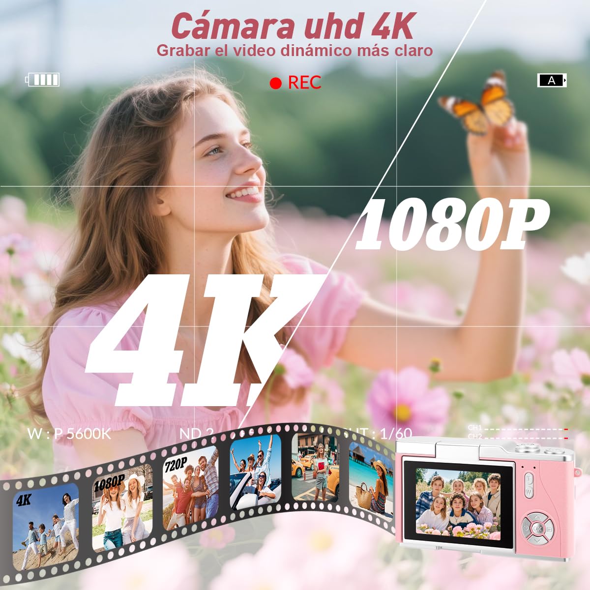 KOZFULE Cámara Digital 4K, Lente De 48 MP, Zoom Óptico de 8X,