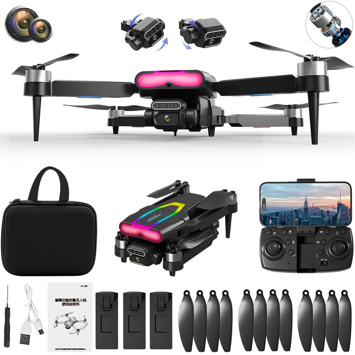 NACOOL drone profesional, mini drone, adecuado para principiantes en drones y entusiastas de la fotografía.