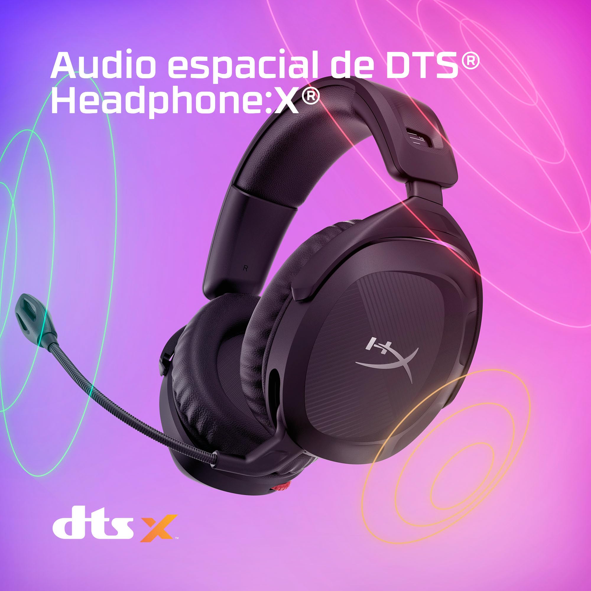 HyperX Cloud Stinger 2 - Auriculares inalámbricos para Juegos – Compatibles con PC. Micrófono con cancelación de Ruido, cómoda Espuma viscoelástica, hasta 20 Horas de duración de la batería