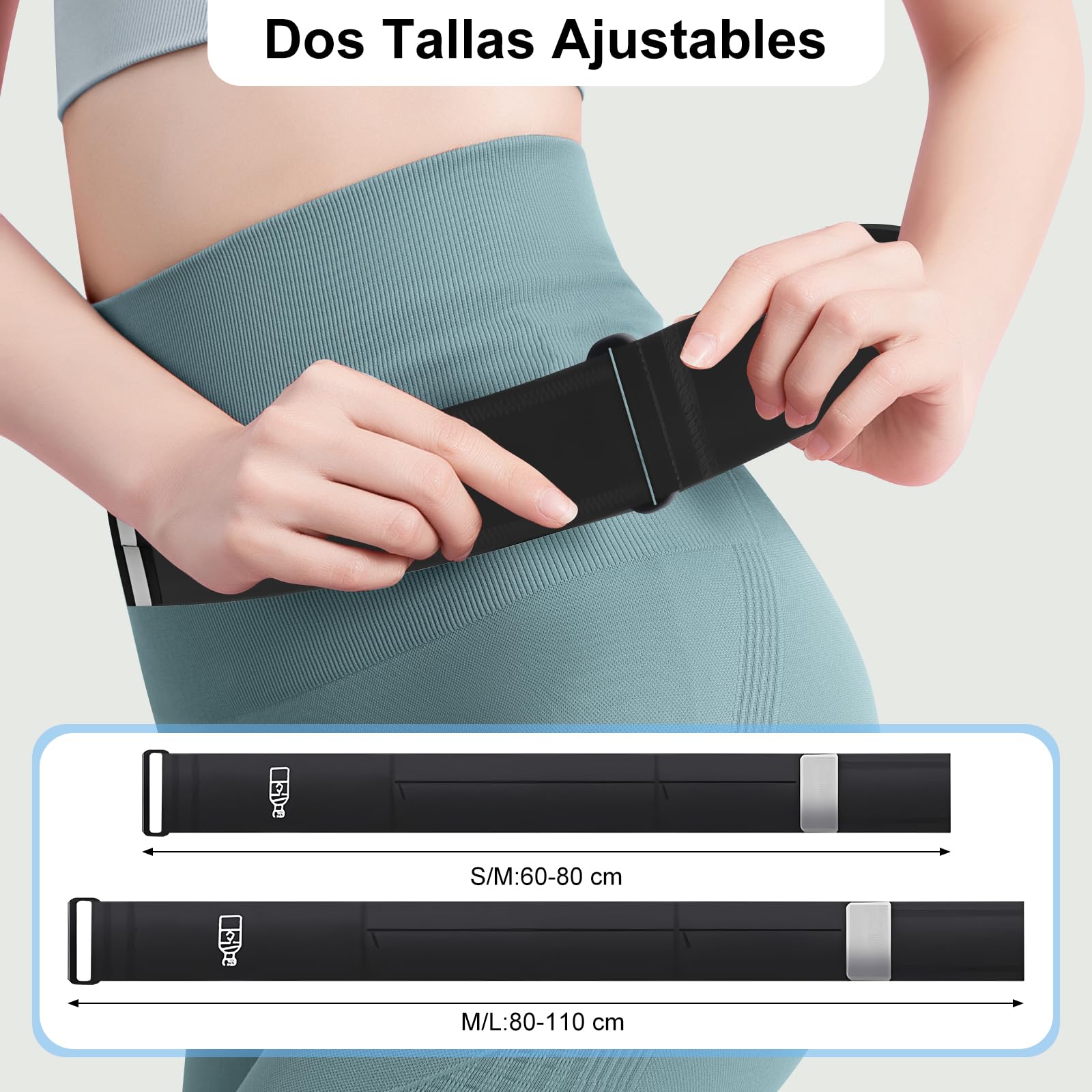 HONGHCL Cangurera para Correr con Botella de Agua 330ml - 2 Tallas Ajustables Cangurera Deportiva, Impermeable Riñonera para Correr, Gimnasio, Senderismo (M/L（Cintura 80-110cm）, Negro)