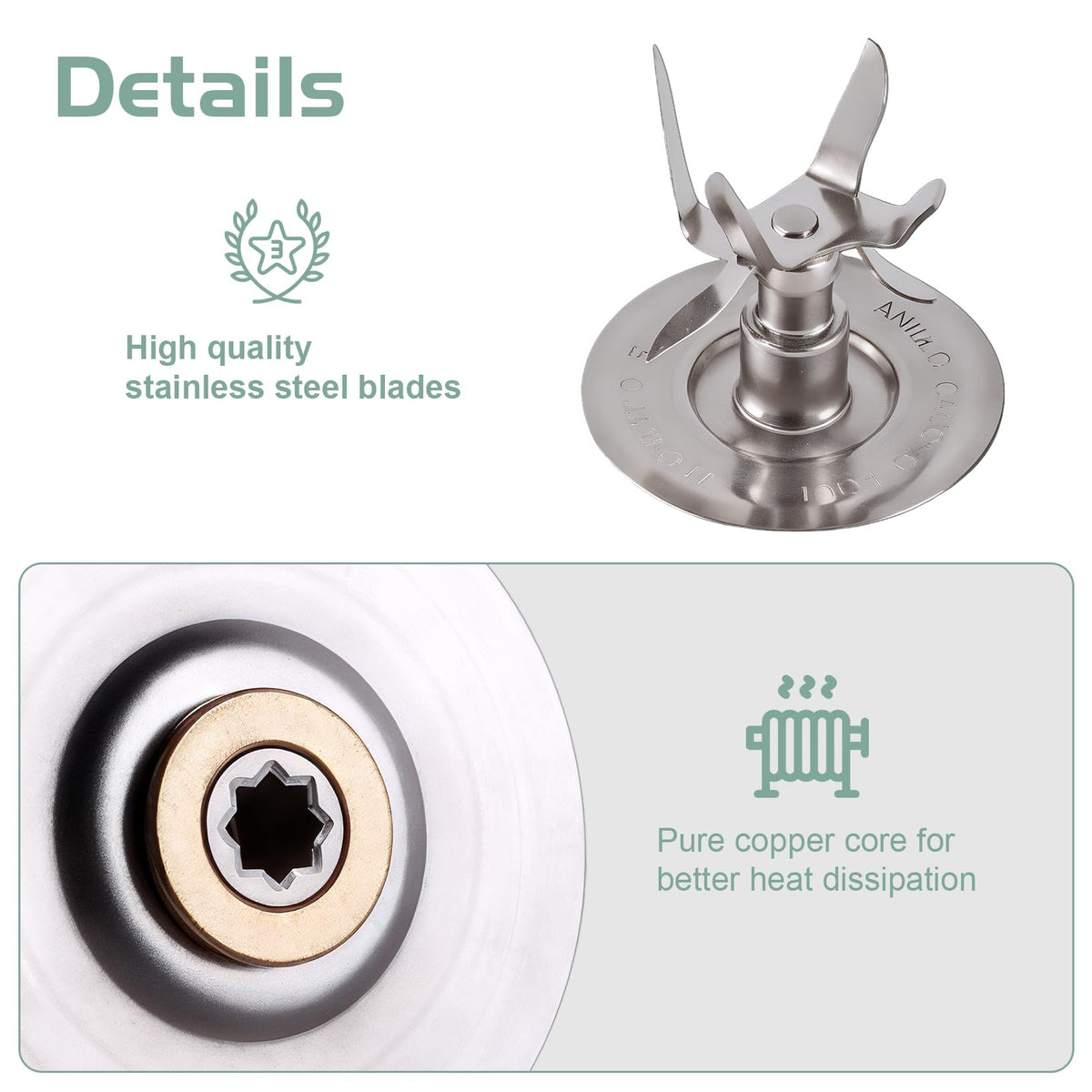 4 piezas de repuesto para licuadora, hoja de hielo con tapa de base de tarro y junta de goma, sello de junta tórica compatible con accesorios de licuadora Oster y Osterizer, kit de actualización