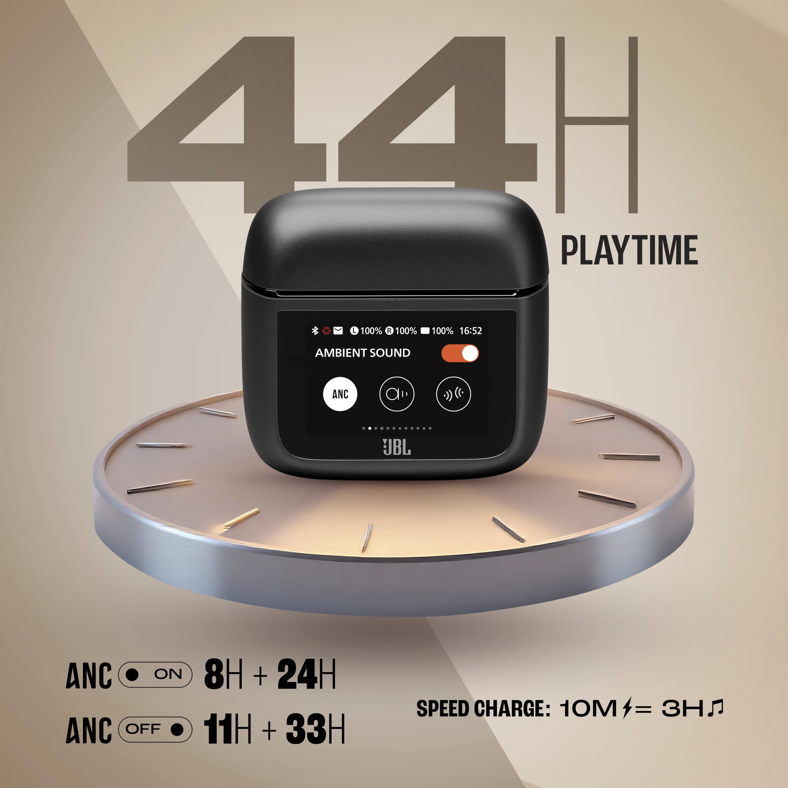 JBL Tour Pro 3 Audífonos Inalámbricos Cancelación de Ruido, Bluetooth, Smart Charging Case, Reproducción 44 Horas, Resistencia al Agua IP55 - Negro.