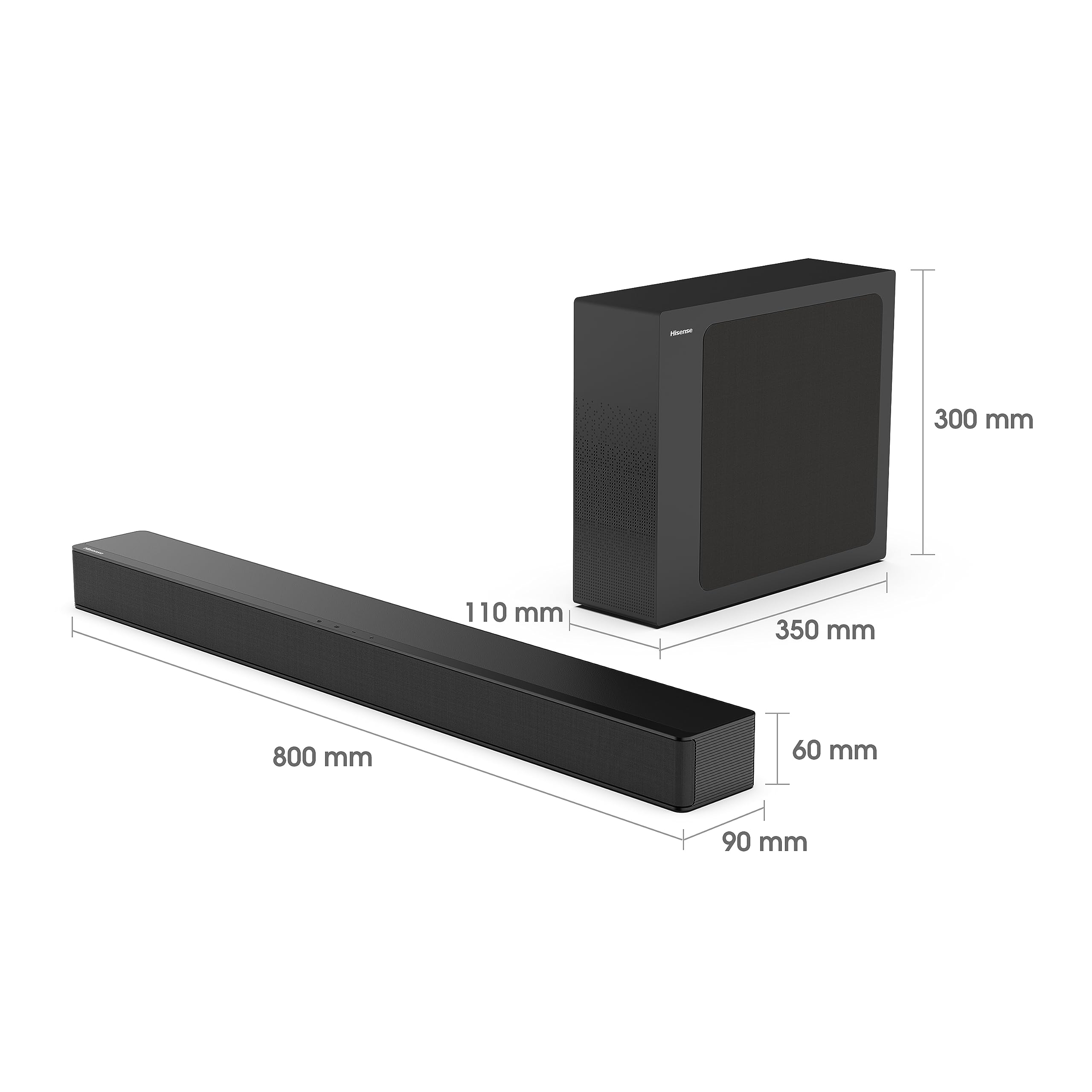 Hisense Barra de Sonido HS2100 (2023) 2.1 Ch 240W con DTS Virtual X, Subwoofer, HDMI eARC y Bluetooth