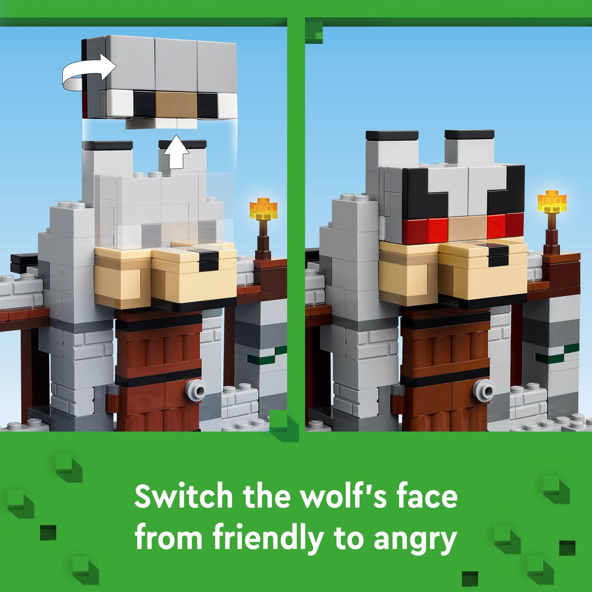 LEGO® Minecraft® La Fortaleza-Lobo Juguete de construcción con una fortificación, Esqueletos y un Explorador, Castillo Lleno de acción para Fans del Videojuego Mayores de 8 años 21261