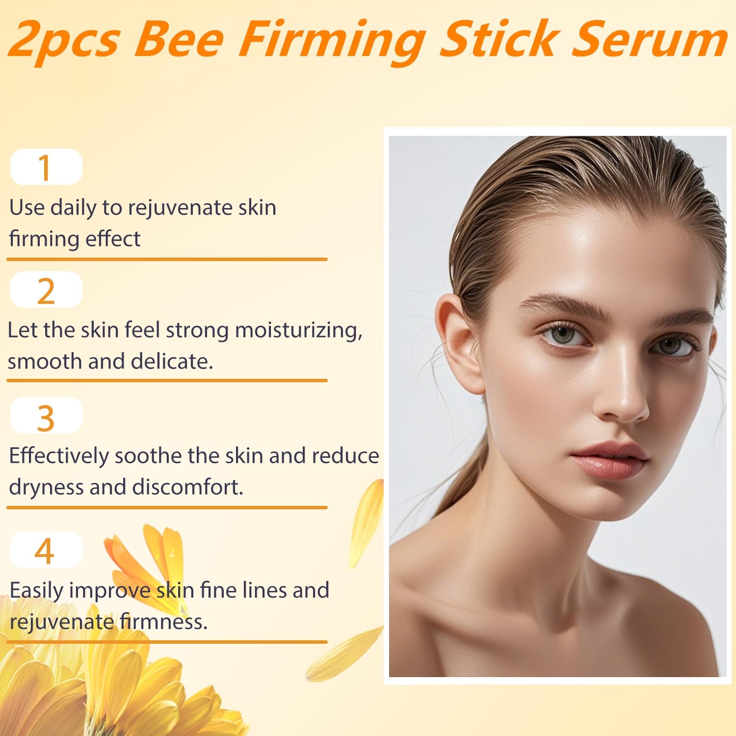 SINYI 2PCS Bee Firming Stick Serum，Suero Reafirmante En Barra, Crema Reafirmante Y Antiarrugas Avanzada, Hidratante , Levanta, Rellena Y Reafirma La Piel, Reduce Las Arrugas Y Las Líneas Finas, Restaura La Elasticidad De La Piel, Suero En Barra, Adecuado
