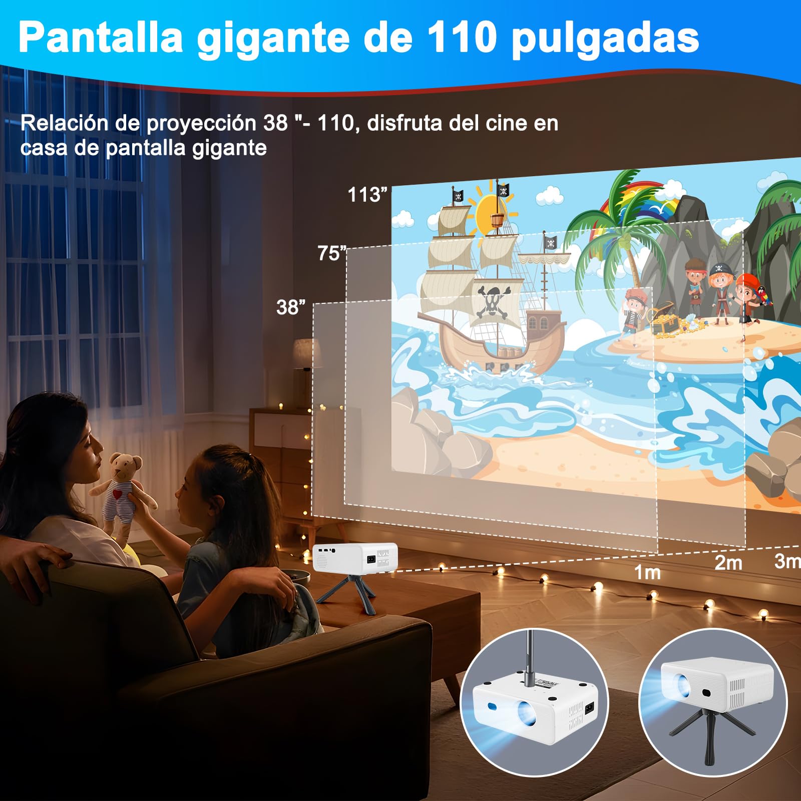 Proyector Portátil Actualizado, Proyectores WiFi Incorporado Sistema 11.0