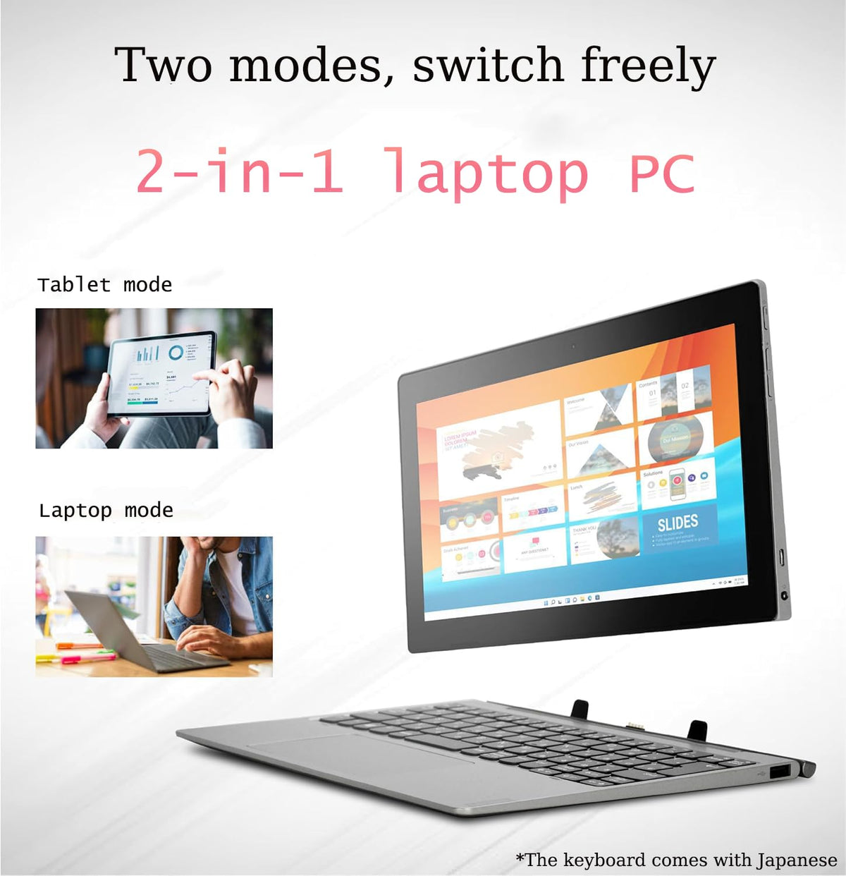 Lenovo IdeaPad D330-10IGM 2 en 1 Portátil con Pantalla táctil con Teclado, Intel Celeron N4000, 64GB SSD, 4GB de RAM, Tablet PC de 10,1", Windows 10 Pro (Renovado)