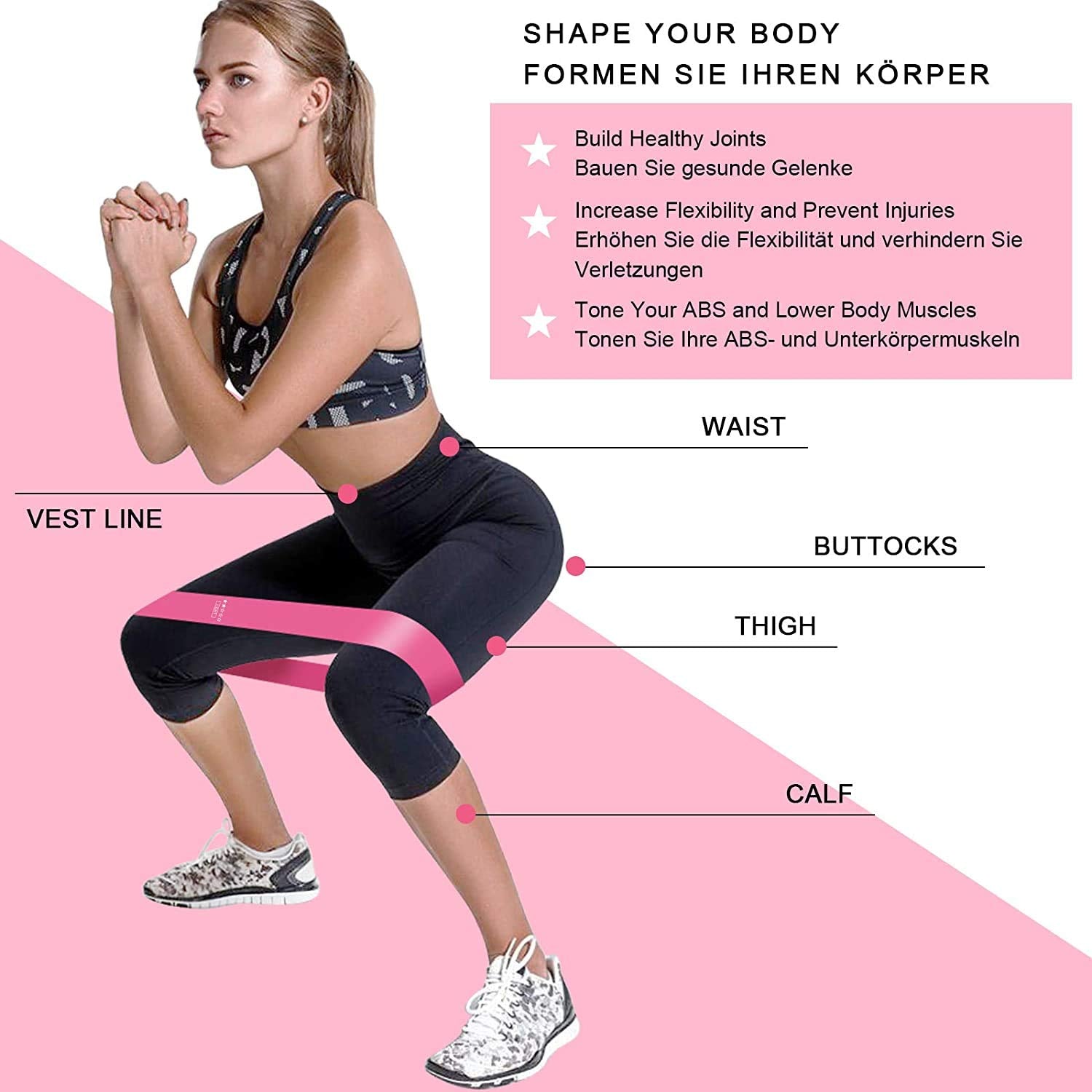 AOYOMO Bandas De Resistencia Elásticas con 5 Niveles Ejercicios Cintas Elasticas Fitness de Látex Natural, Bandas Elasticas Musculacion para para Yoga, Pilates, Crossfit, Estiramientos