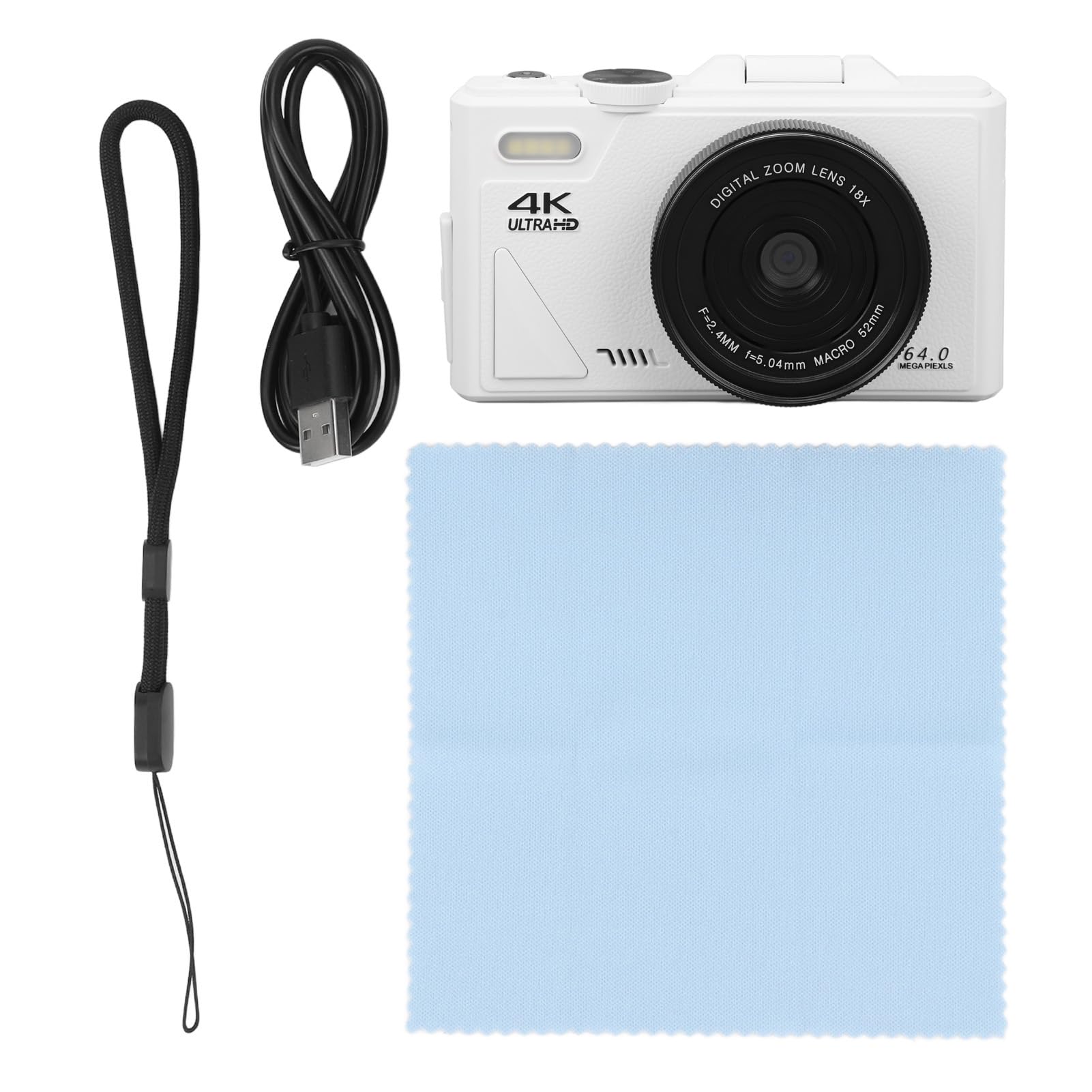 Cámara Digital Portátil de 64MP, Cámara 4K Vlogging para YouTube con Pantalla de 3 Pulgadas y Tarjeta TF de 32GB, Zoom Digital de 16X para Fotografía, Detección de Rostros, Lapso