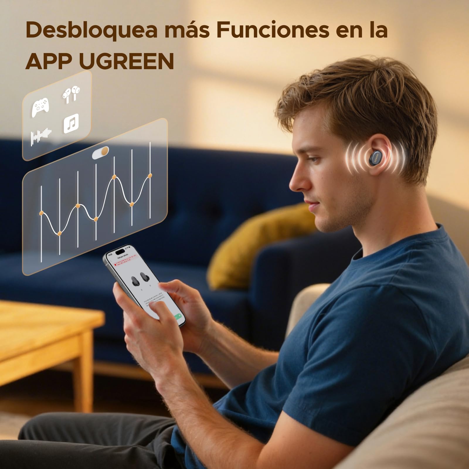 UGREEN Audífonos Inalámbricos In Ear Bluetooth 6.0, Batería hasta 32 Horas