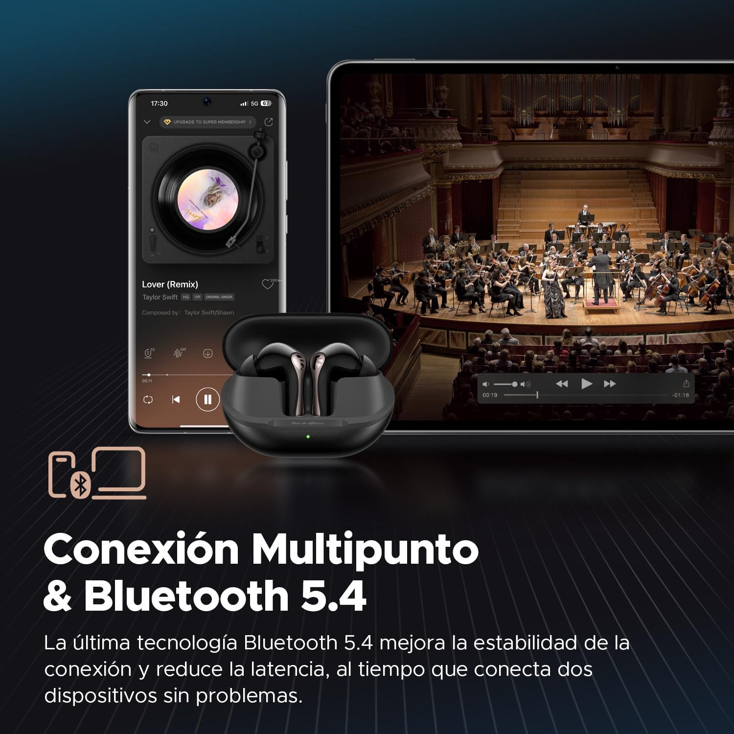 SoundPEATS Air5 Pro Audífonos In-Ear ANC 55dB Snapdragon Sound Hi-Res LDAC