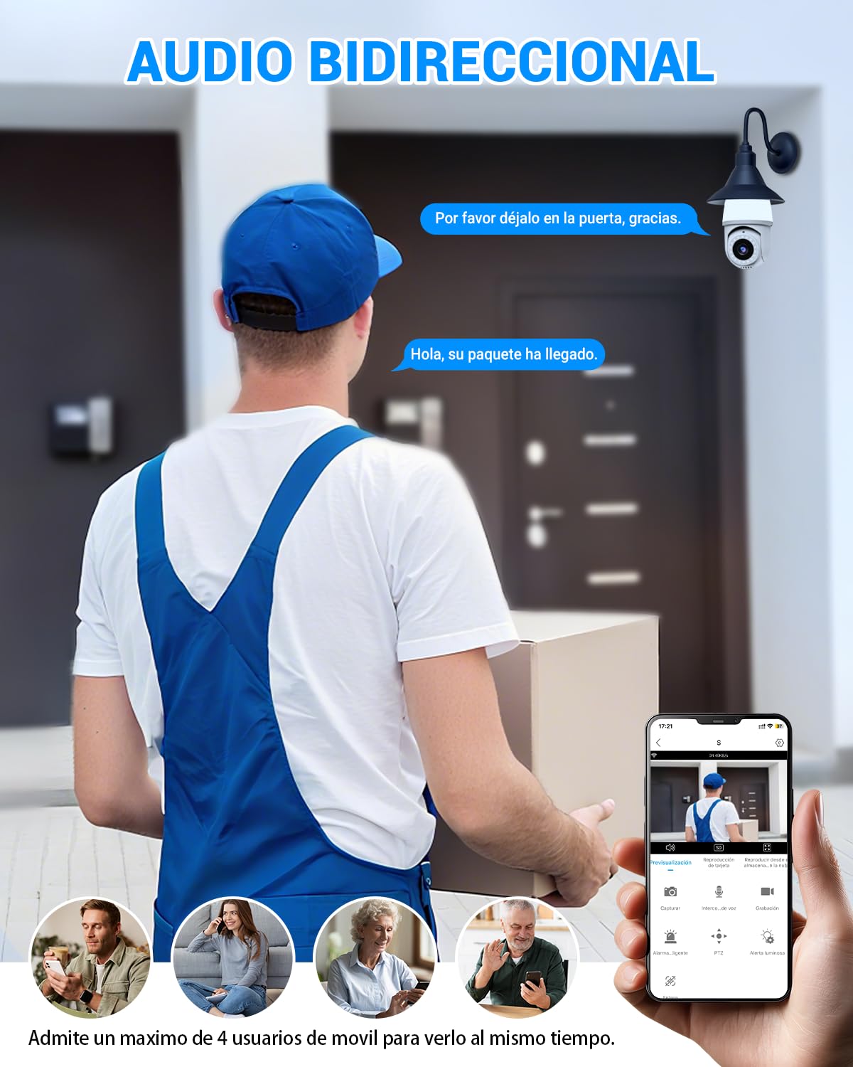 EASYTAO Cámara Foco WiFi 1080P, IP66 con Socket E27/E26, Bombilla Adicional