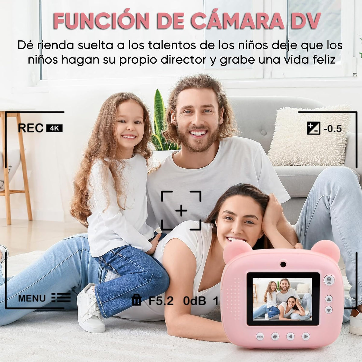 WEAGP Cámara Fotos Infantil, Cámara Instantánea para Niños 1080p HD con 32GB Tarjeta SD y 3 Vols Papel de Impresión, Camara Infantilespara Niñas para Niños y Niñas de 3 a 12 Años (Rosa)