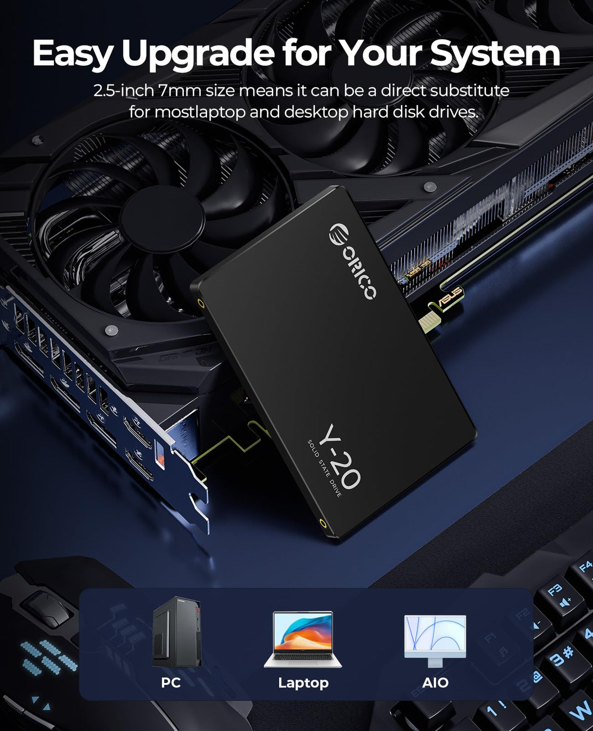 ORICO SATA SSD Unidad interna de estado sólido de 512 GB de 6.35 cm, velocidad de lectura de hasta 500 MB/s, SATA III de 6 Gbps para computadora de escritorio y laptop NAS, unidad externa de hacer en