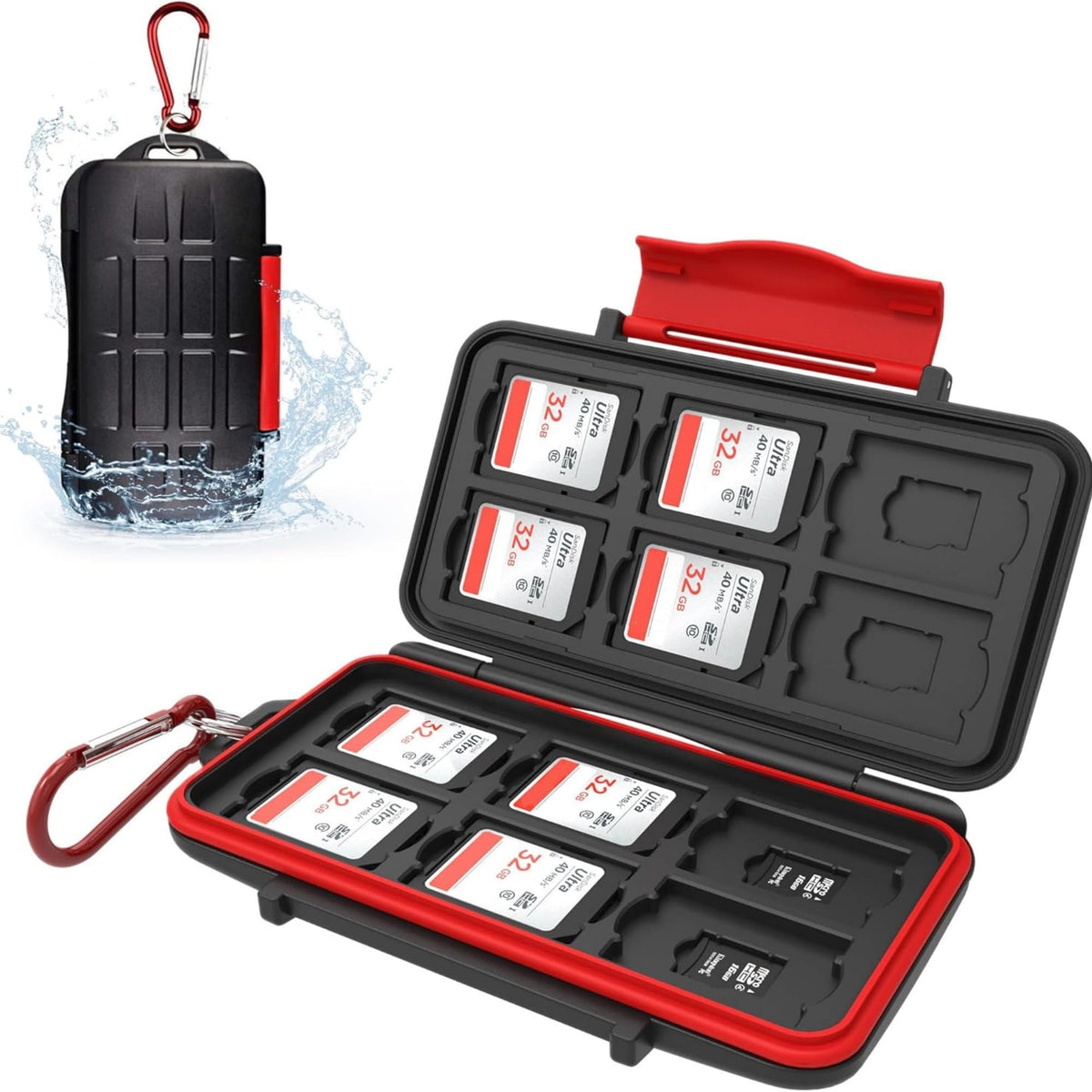 IPX5 Impermeable 24Ranuras Memoria Tarjeta Estuche para MicroSD/SD Tarjetas