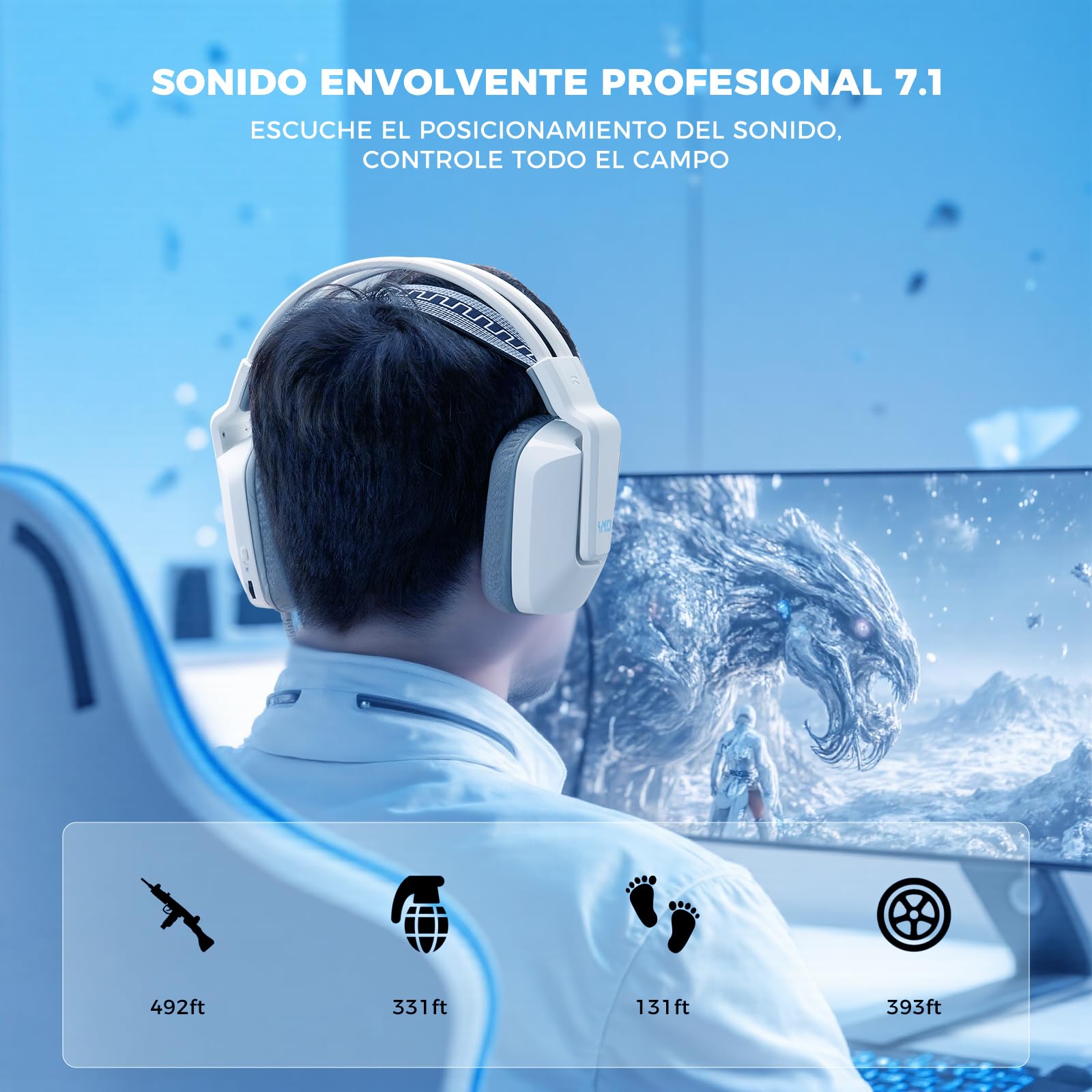 Audífonos de diadema, Audifonos con micronofono, 3.5mm Audio Jack, Almohadillas de espuma viscoelástica para los oídos, Audifonos Alambrico para Nintendo Switch Xbox Series X PS4 PS5 PC Mac, Blanco