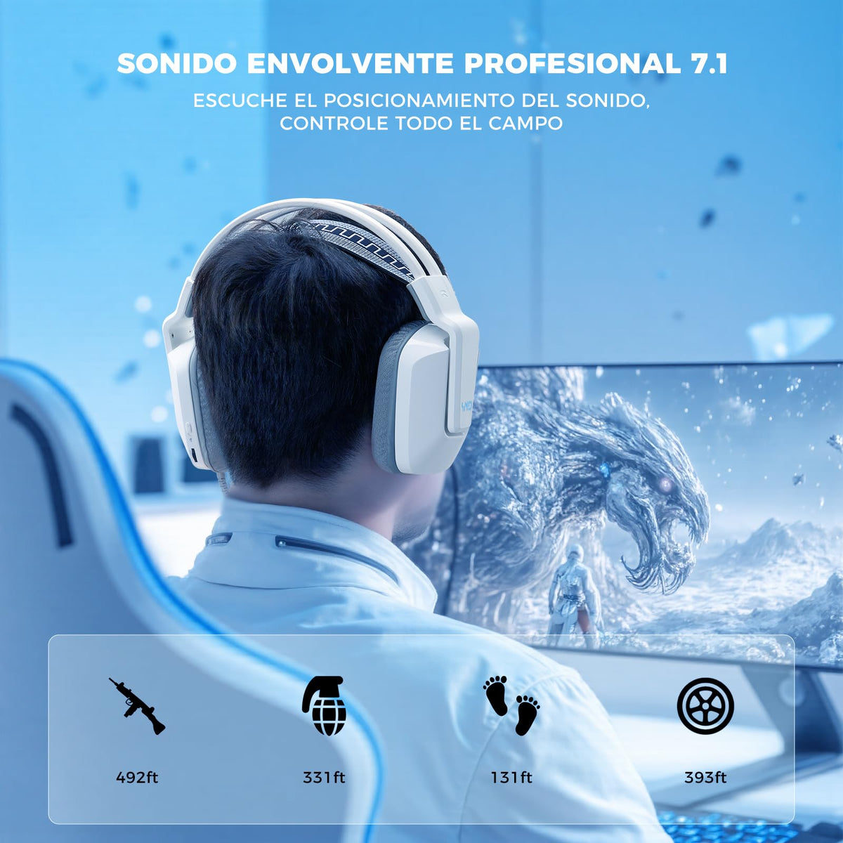 Audífonos de diadema, Audifonos con micronofono, 3.5mm Audio Jack, Almohadillas de espuma viscoelástica para los oídos, Audifonos Alambrico para Nintendo Switch Xbox Series X PS4 PS5 PC Mac, Blanco