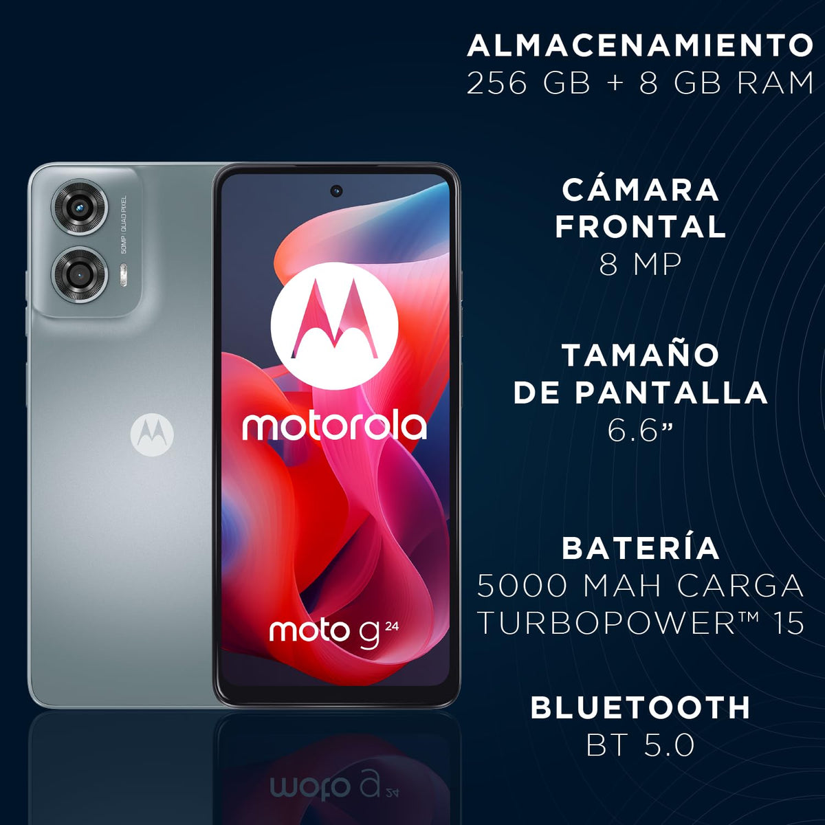 Motorola G24 Gris (4GB RAM/128GB), 50MP, Celular Desbloqueado