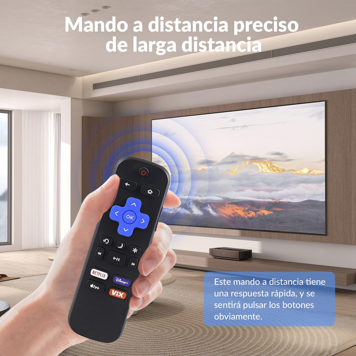 DOMOKO Control Remoto Compatible con Roku TV TCL Hisense ONN Hitachi Element Westinghouse Philips JVC TVs con Cuatro Teclas de Acceso Rápido