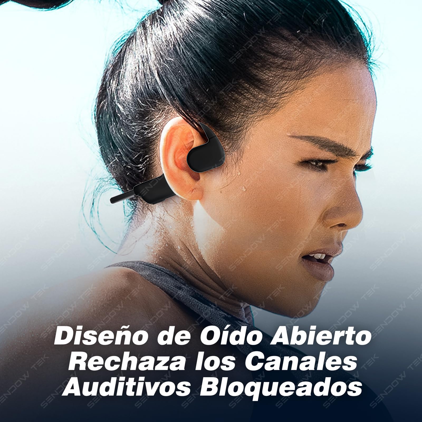 Sendowtek Auriculares de Conducción de Aire Inalámbricos Audífonos Inalámbricos Bluetooth 5.2 Auriculares Inalámbricos Impermeables IPX5 Open-Ear Headphones para Carrera, Deportes y Ejercicio (Negro)