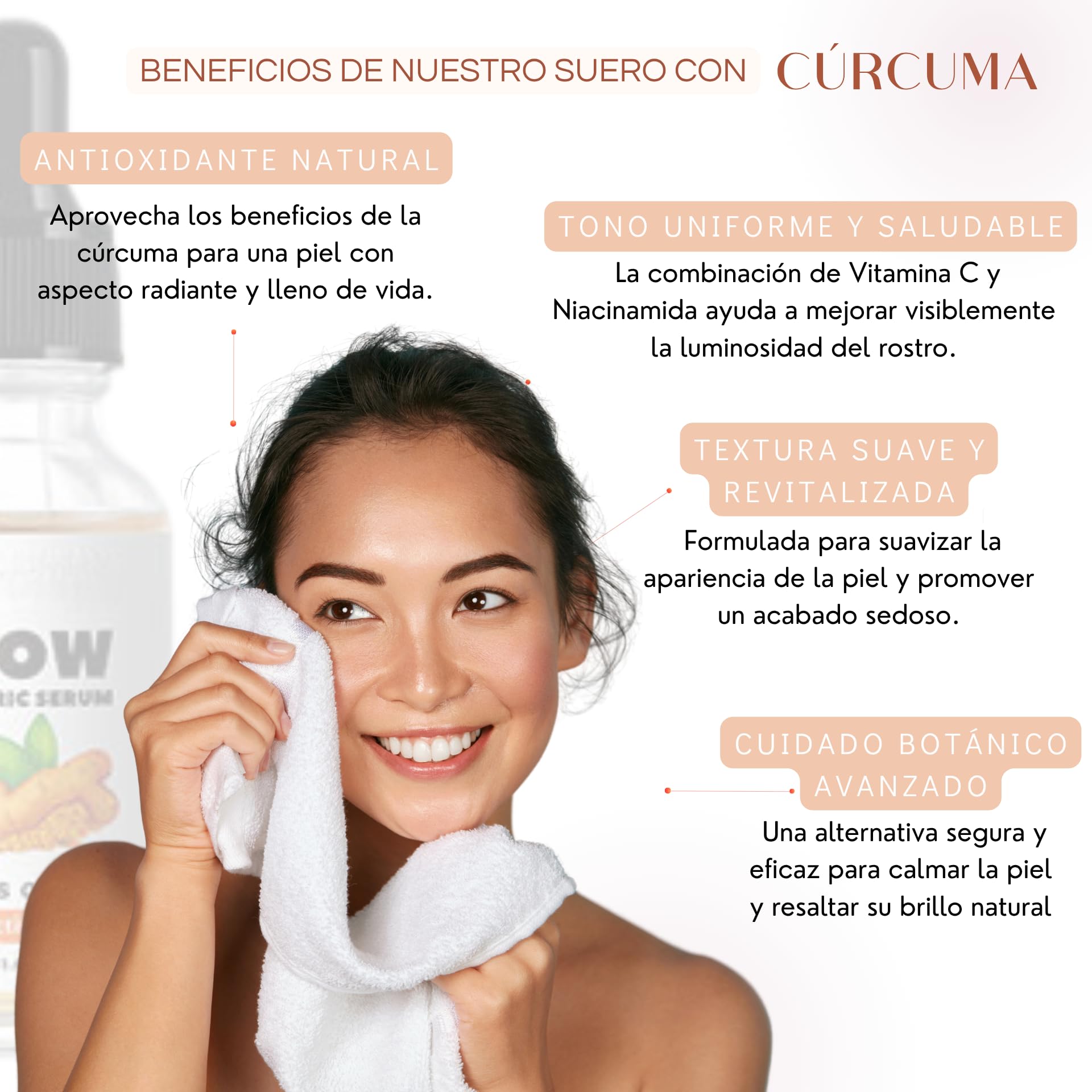 Serum Facial con Cúrcuma, Vitamina C y Niacinamide | Glycyrrhiza Uralensis | Apariencia de Piel Uniforme, Luminosidad y Textura efecto glass skin