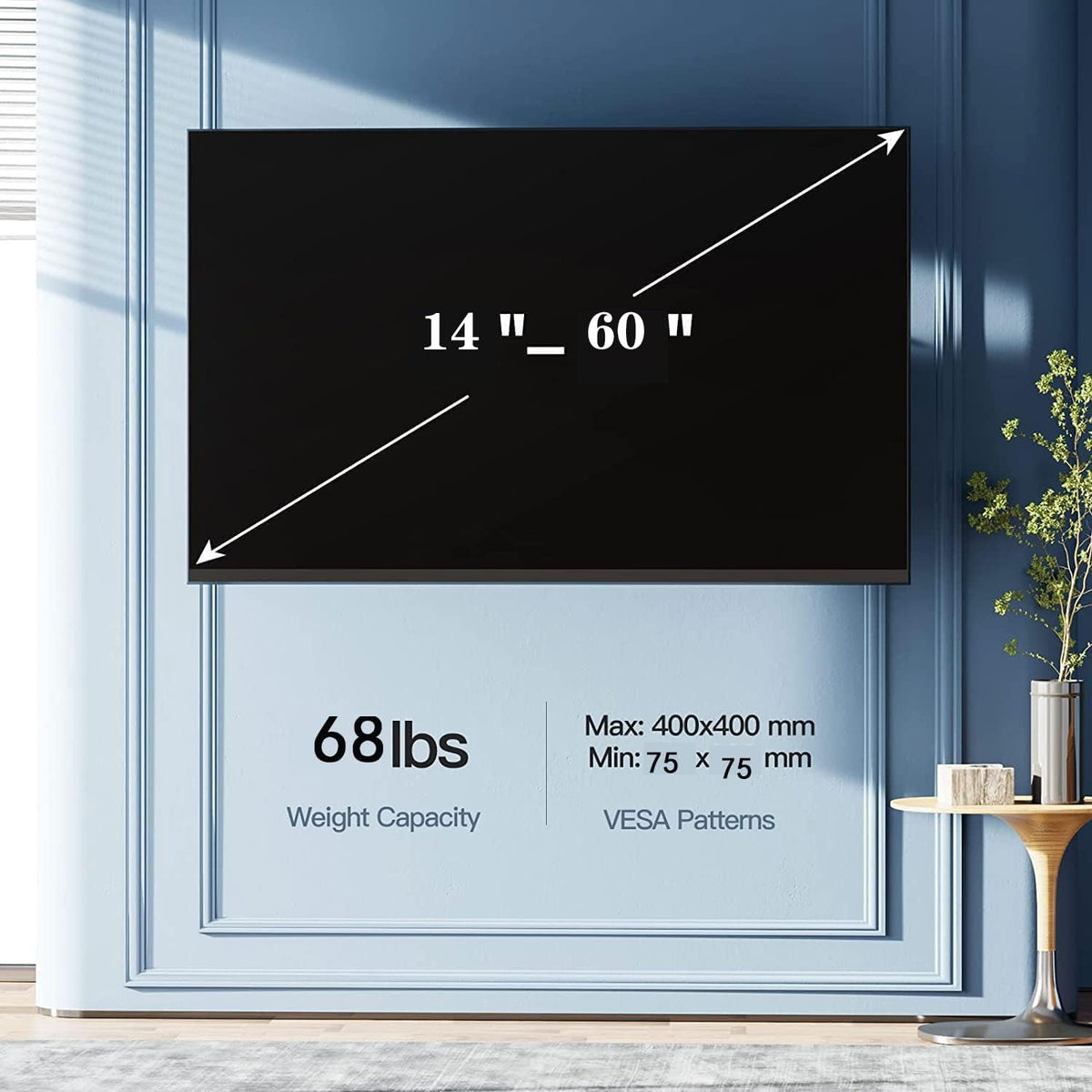 BuFan Soporte de TV Movible para Pantallas de 14″ a 60″ Articulado Anti-Reflejos con 3 Brazos, Soporta hasta 30 kg, MAX VESA 400x400mm