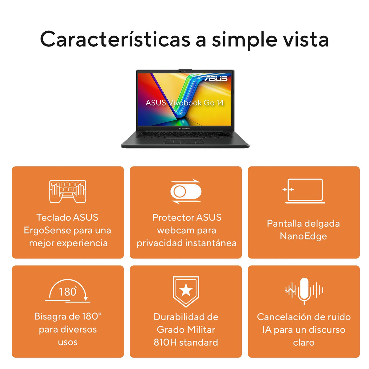 ASUS Vivobook Go 14/ Ryzen 3 7320U/ AMD Radeon Graphics/ 8GB - 512GB SSD/Wi-Fi 5 + Bluetooth 5.1/ Teclado en Español (Garantía y Servicio con la Marca en México)