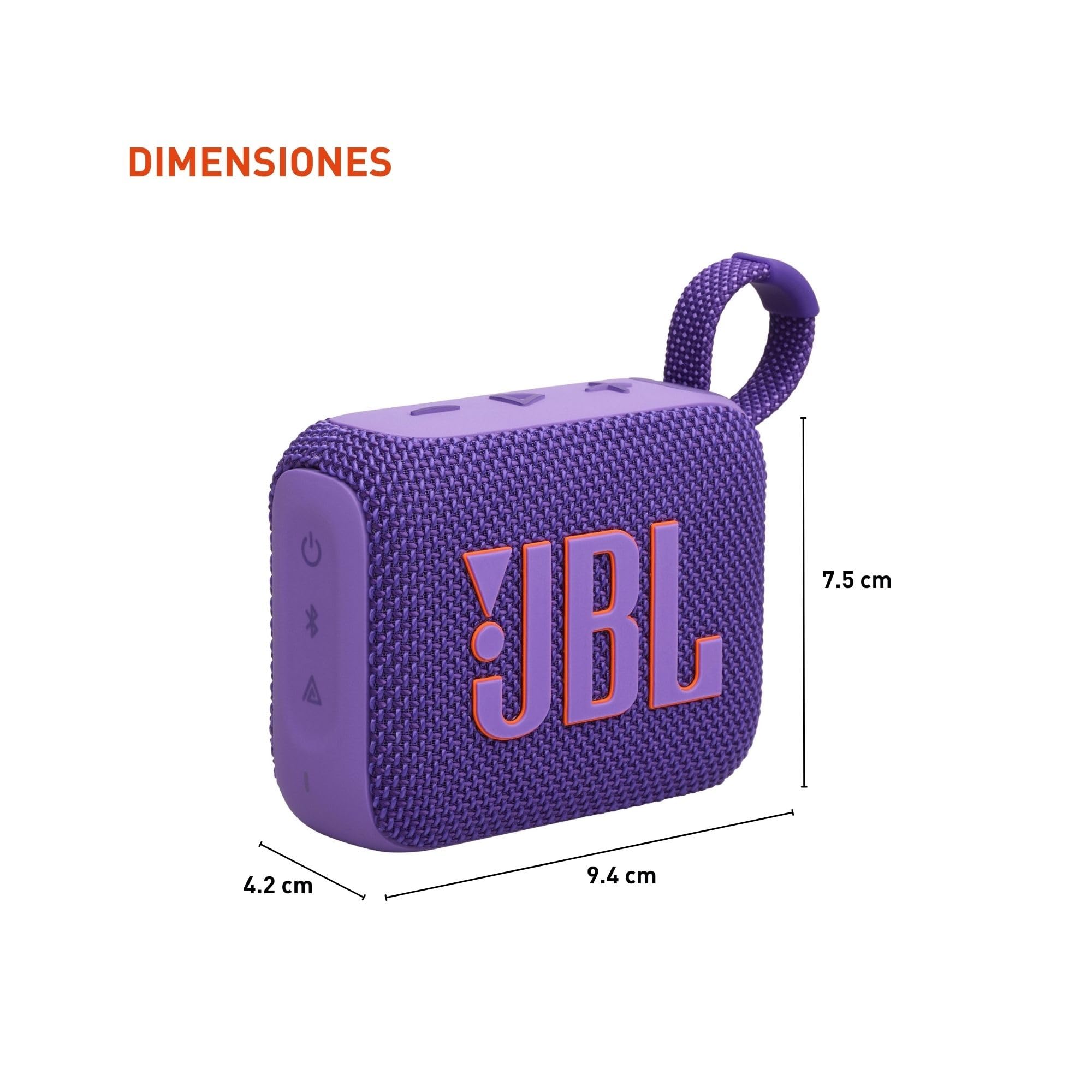 JBL Go 4 Bocina Portátil Bluetooth, 4.2W de Potencia, Reproducción 7 Horas, Resistente al Agua y al Polvo IP67 - Morado