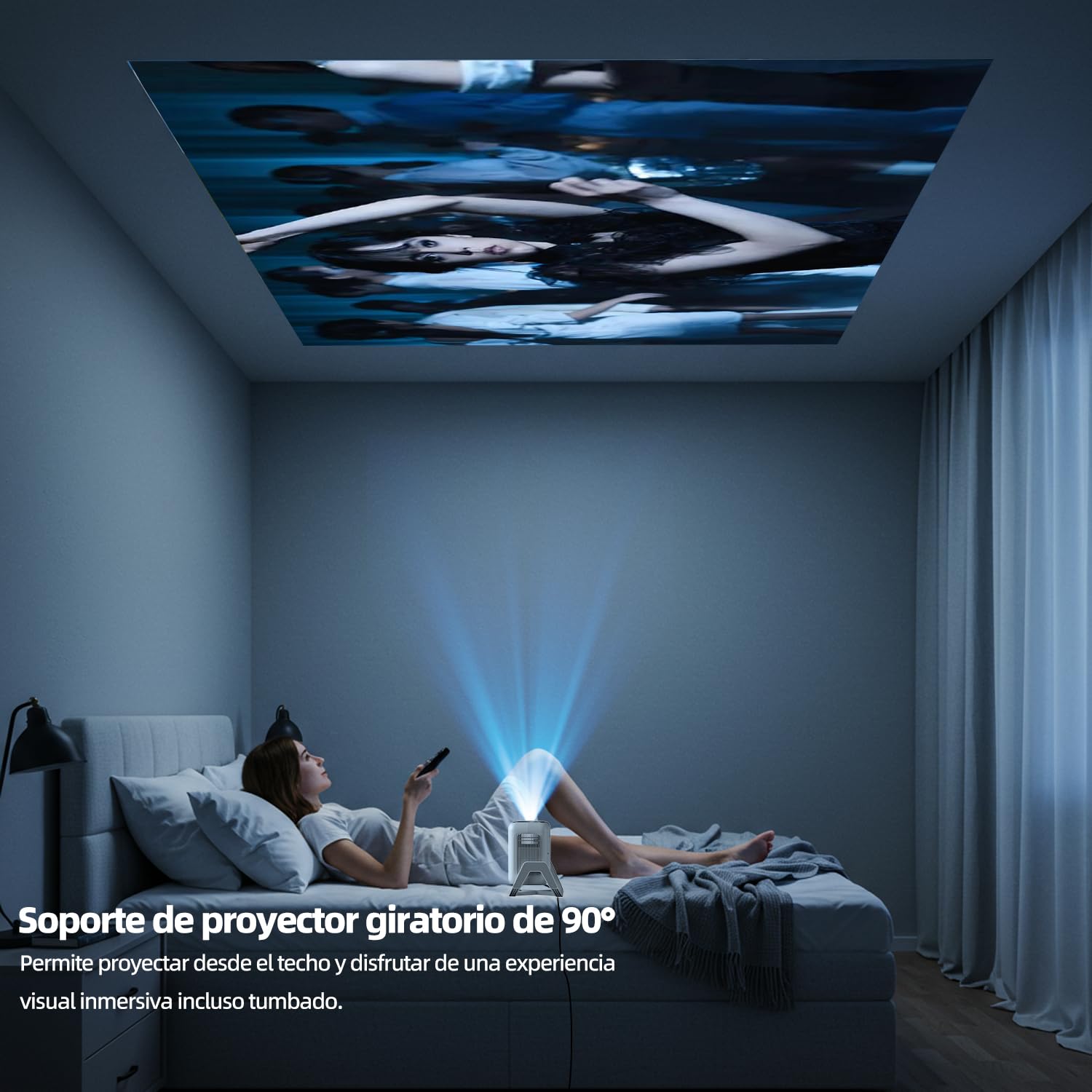 Bettdow Compatible Netflix Licencia Mini Proyector con WiFi y Bluetooth 5.2,Android 13 Proyector Portátil 1080P con Soporte 4K,Auto Keystone,Control Vocal,Netflix/Youtube/Prime Video/D+ Integrado