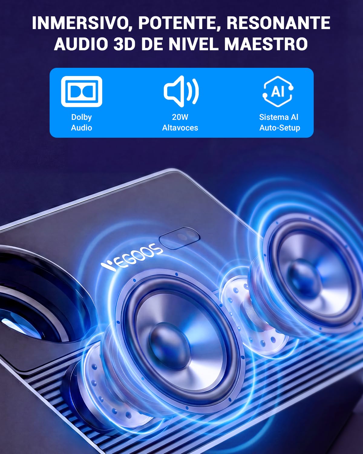 VEGOOS Proyector 4K (Licencia Netflix), Proyectores Portatil Inteligente