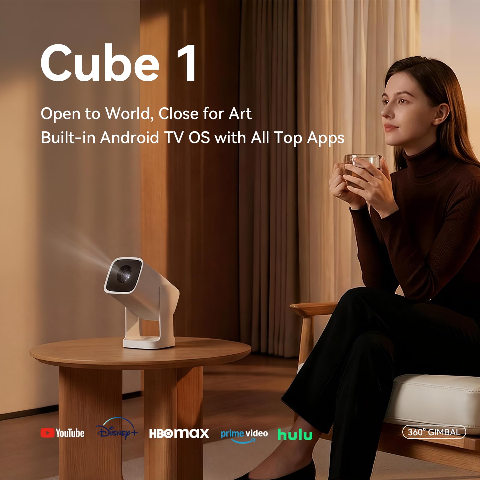 Wanbo Cube 1 Mini proyector con WiFi y Bluetooth, proyector Inteligente Compatible con 1080P, 200 ISO, Compatible con Android 11, proyector de película portátil (Blanco)