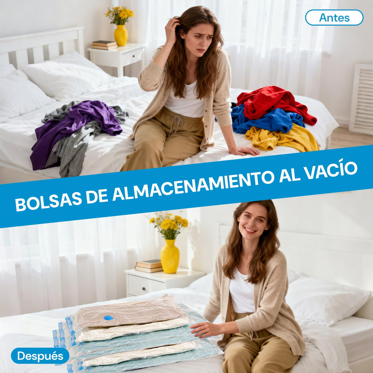6 Piezas Bolsas de Almacenamiento al Vacío con Bomba Eléctrica, Almacenamiento Reutilizable, Bolsas de Compresión para Ahorrar Espacio 80%, Almacenar Edredones ropa Almohadas Mantas (80 * 120 6 pcs)