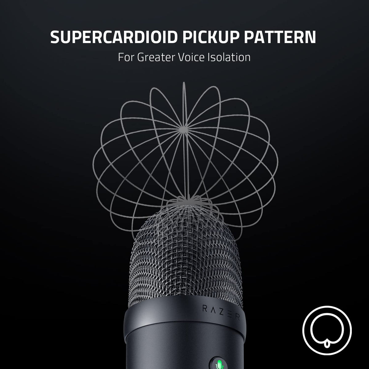 Razer Seiren V2 X Micrófono USB: Micrófono de condensador de 25 mm, patrón de recogida supercardioide, limitador analógico digital, botones de monitoreo, ganancia y silencio, amortiguador integrado (Reacondicionado)