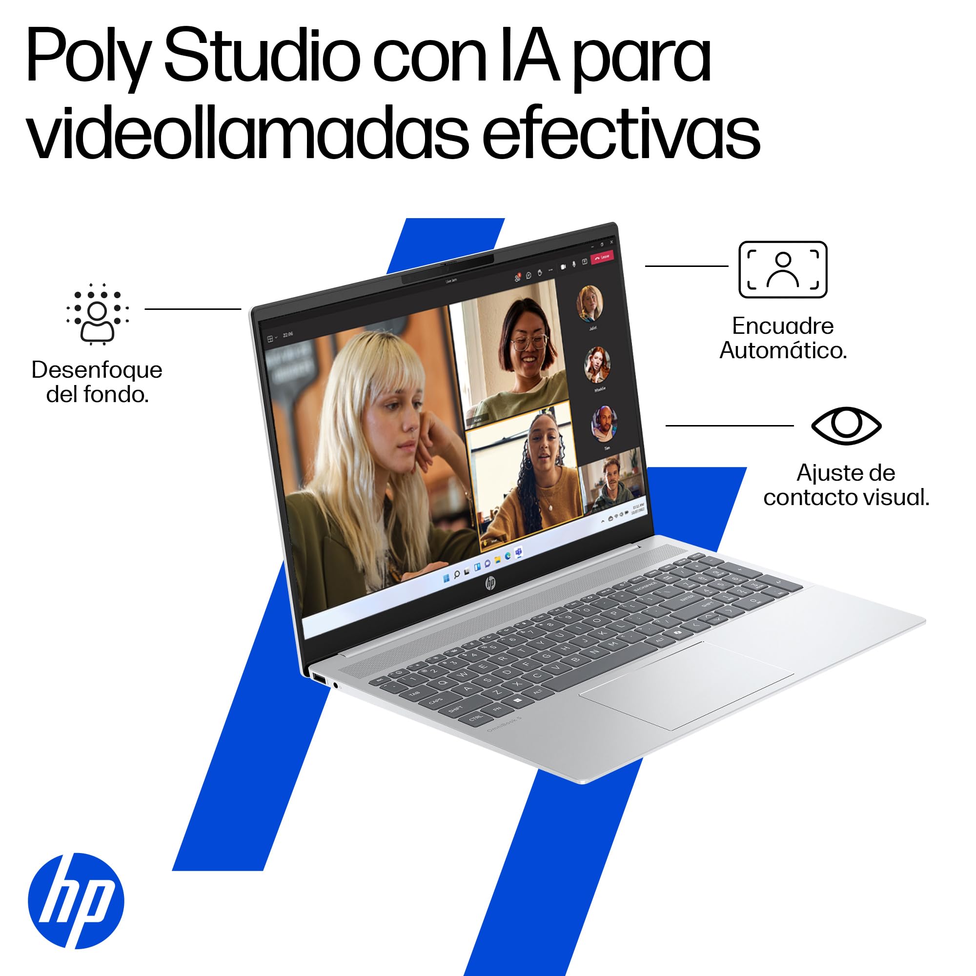 HP Laptop OmniBook 5 AI 16-af1053la, Intel Core Ultra 5, 16GB RAM, 512 GB SSD, 16", Pantalla OLED 2K (1920x1200), Windows 11 Home, Garantía México, Plata