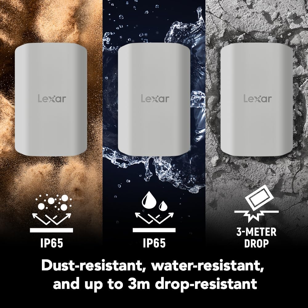 Lexar 1TB ES5 SSD Externo magnético, hasta 2000 MB/s, Compatible con MagSafe, Smartphones USB-C, iPhone 15/16 o Superior, PC, Mac, Compatible con Apple ProRes y Samsung Pro Video, Plateado