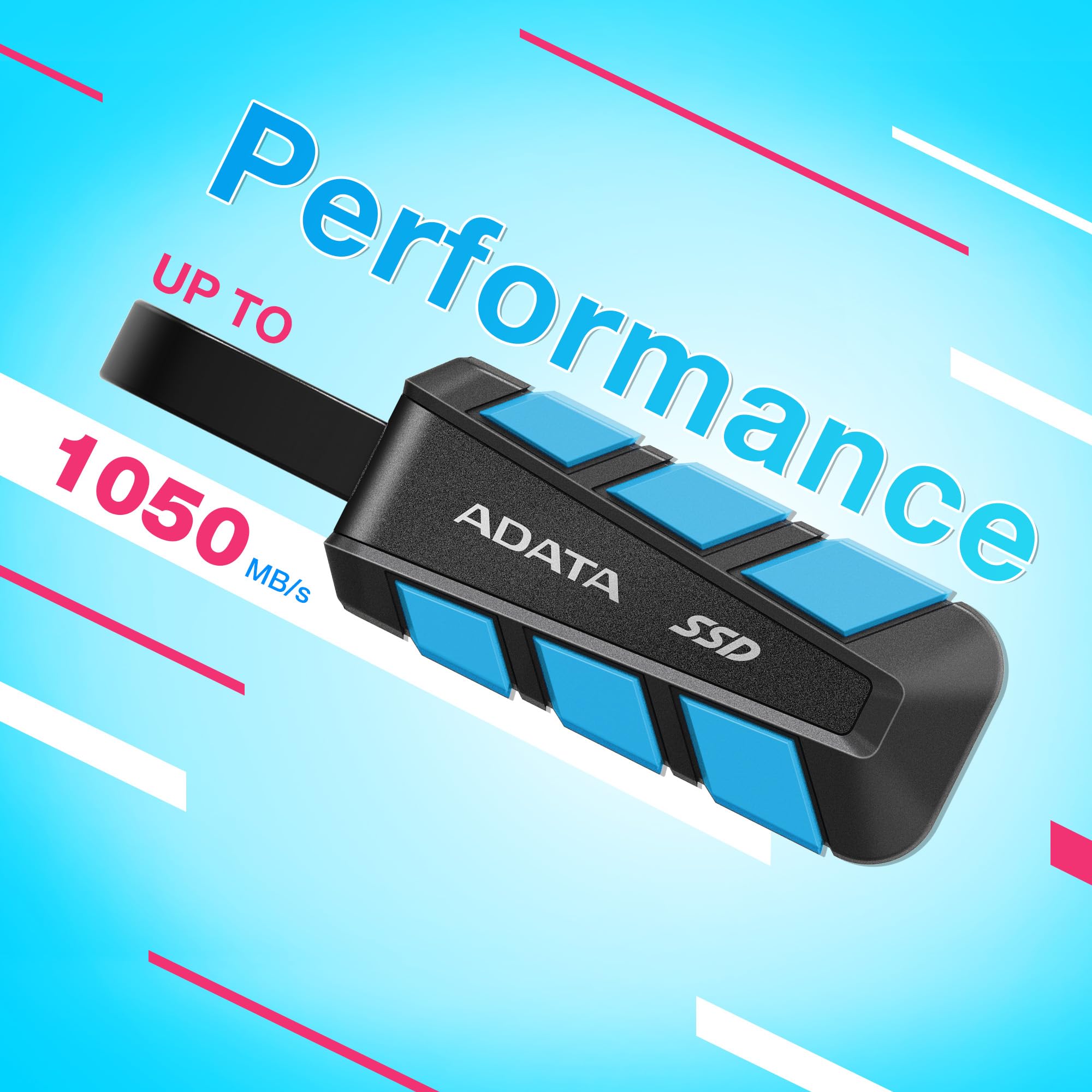 ADATA SC740 Unidad Externa de Estado sólido de 500 GB, USB 3.2 Gen2 USB-C SSD Externa portátil - hasta 1050 MB/s