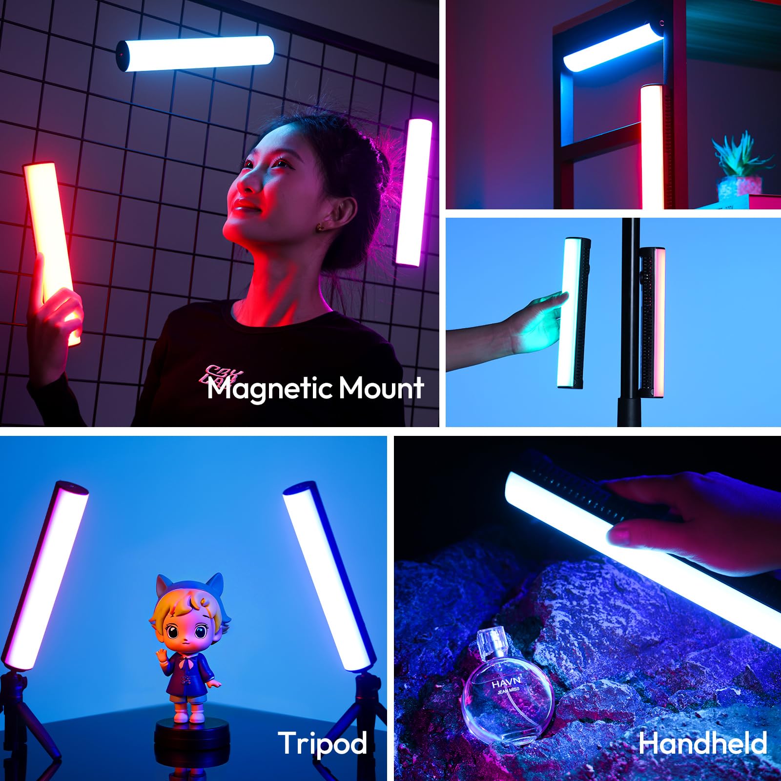 ULANZI B15RGB 15W Stick Light,Ligero y portátil,RGB de 360°,1800K-9000K