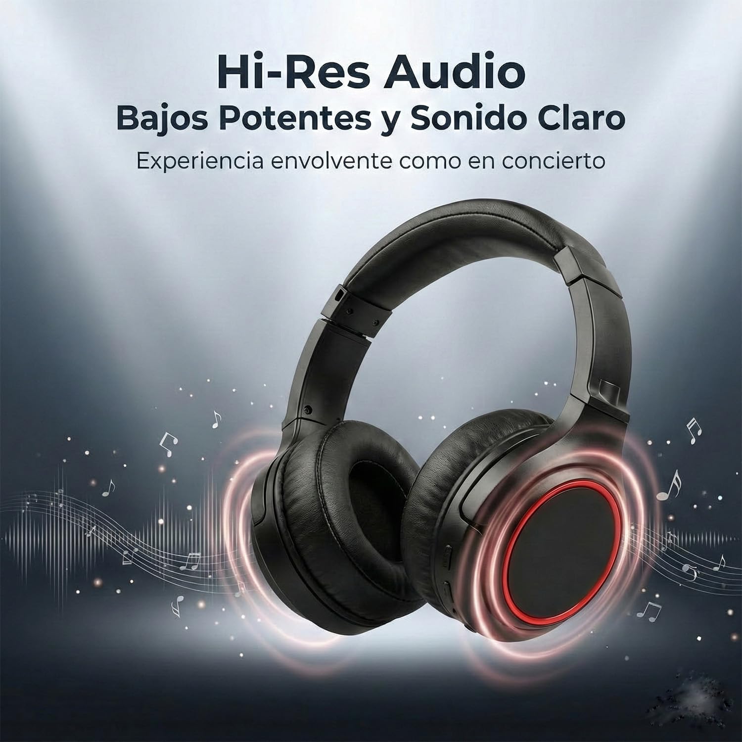 JSHIB Audifonos Inalambricos Diadema con Micrófono | 40H Batería | Sonido Hi-Res | Diadema Ajustable y Cómoda para Trabajo, Viajes y Gaming
