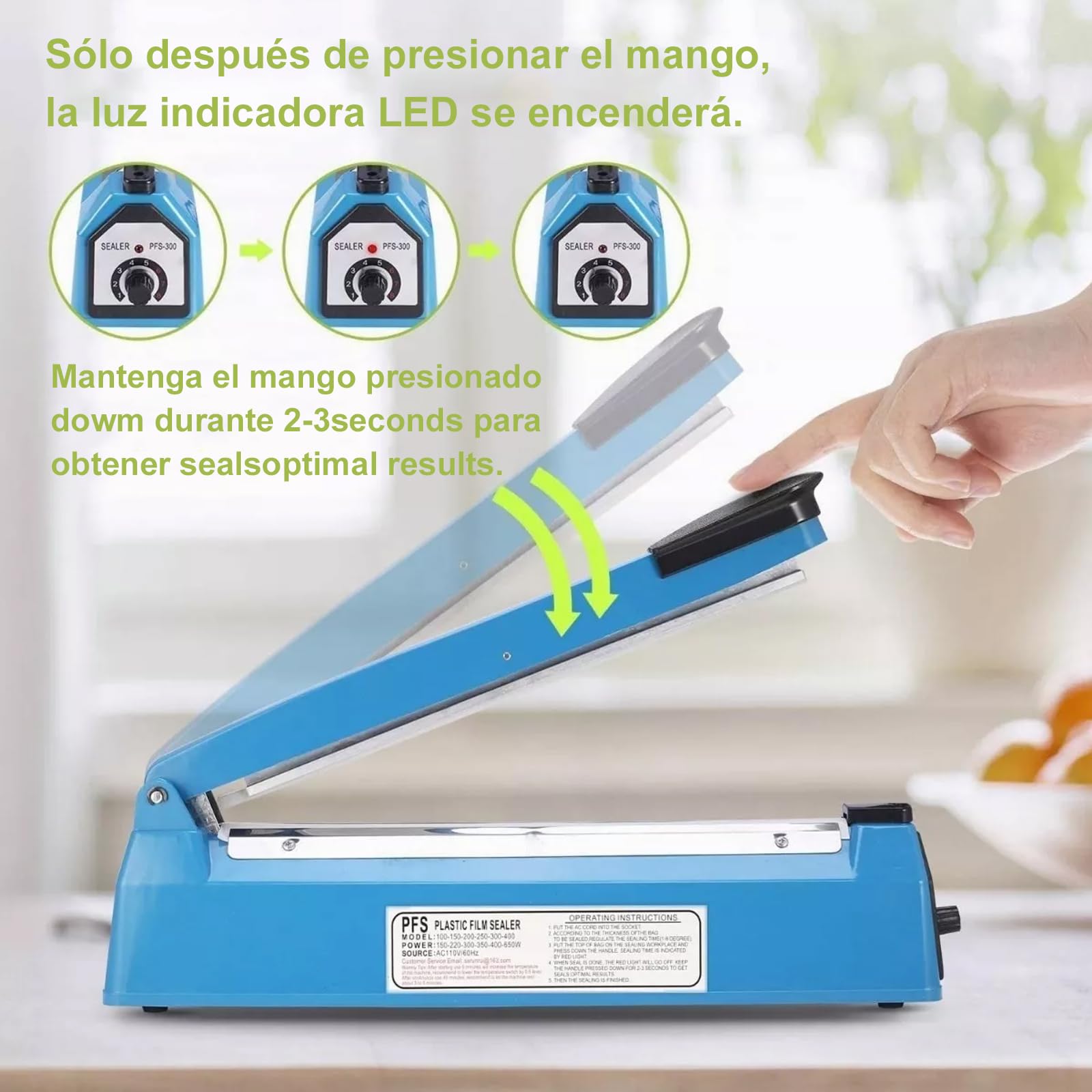 Qzgyoool Sellador de Bolsas, 20CM Sellador de Bolsas Maquina, Máquina de Envasado de Termosellado a Presión Manual para Bolsas de Plástico Almacenamiento Hogar, Sellado, a Prueba de Humedad, etc.