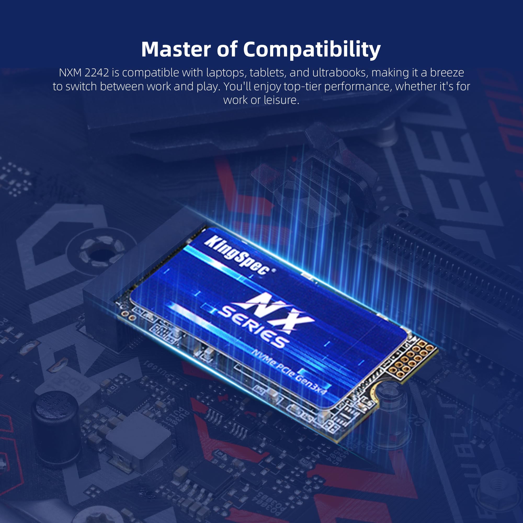 KingSpec 1 TB M.2 2242 NVMe SSD - Velocidad de lectura de hasta 3500 MB/s, SSD NVMe PCIe 3.0 con 3D NAND Flash, compatible con PC, laptop y computadora de escritorio
