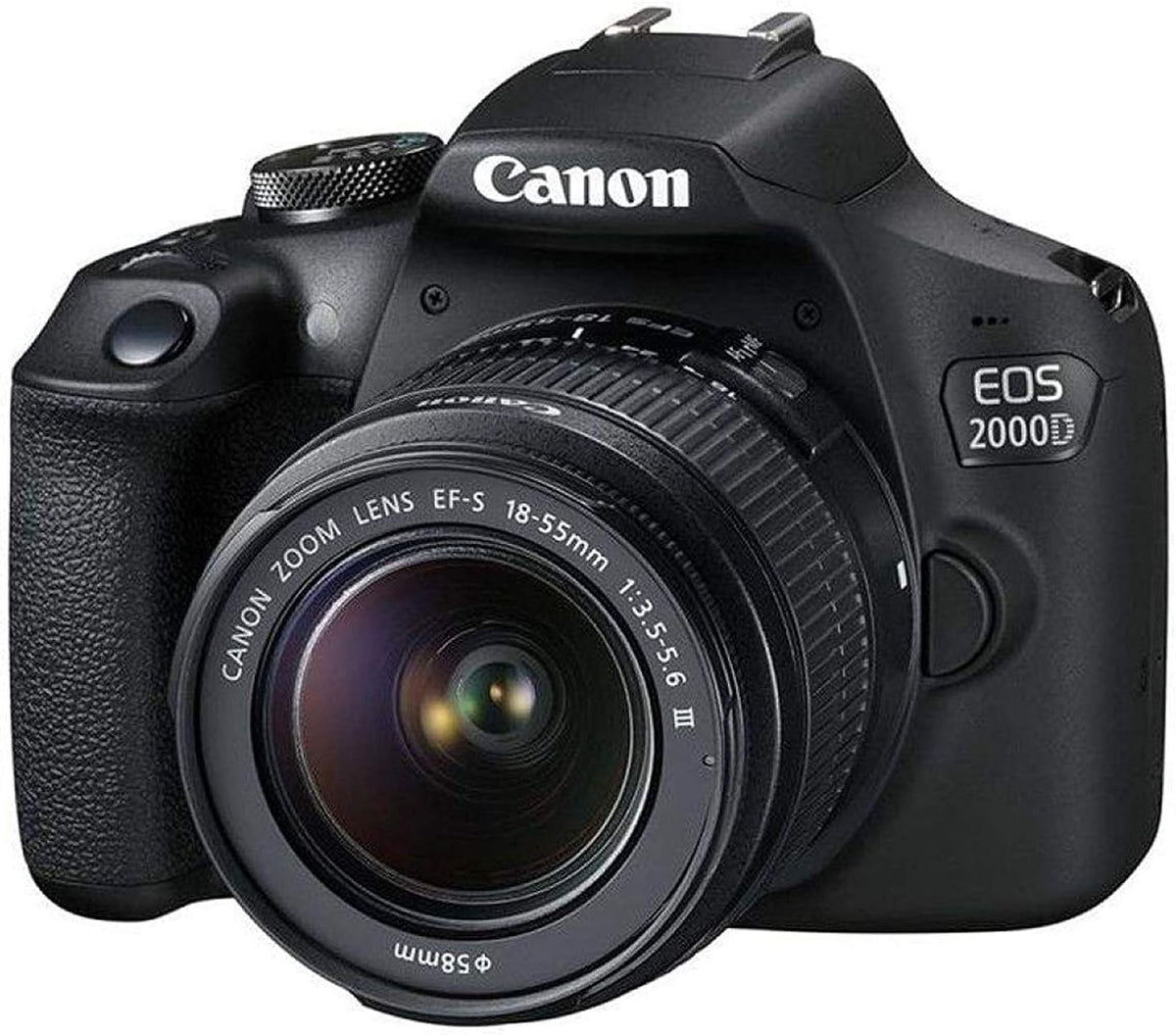 Canon EOS 2000D (Rebel T7) Cámara réflex digital con kit de lentes de 18-55 mm (negro) – Paquete de accesorios básicos de Scandisk 16 GB tarjeta SD + lector de tarjetas SD + kit de filtro de 58 mm +