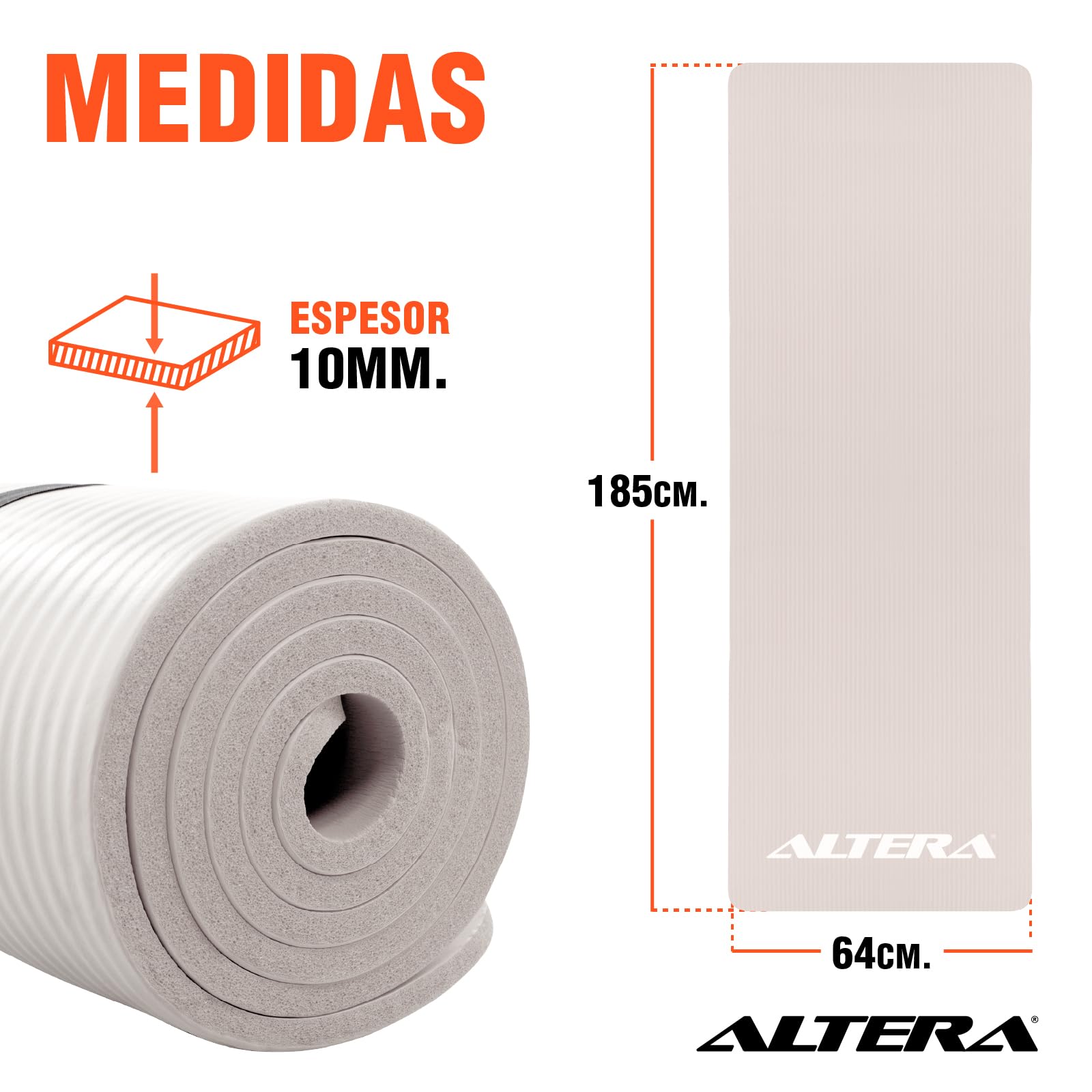 Tapete de Yoga y Pilates Fitness con Correa, Esterilla de Pilates, Pilates Fitness con Correa Transportadora, Antideslizante y Resistente al agua, Ideal para Gimnasio, Ejercicio en Casa, Deporte, Colchoneta, Gimnasia. (Arena)