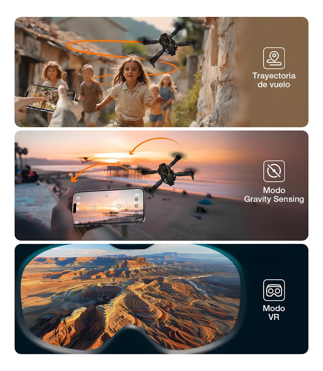 Drones con Camara(s) Wifi Coleccion 2025, 1-4 Baterias 1K/4K/8K (ABSY15 Negro Camara 2 Baterías)