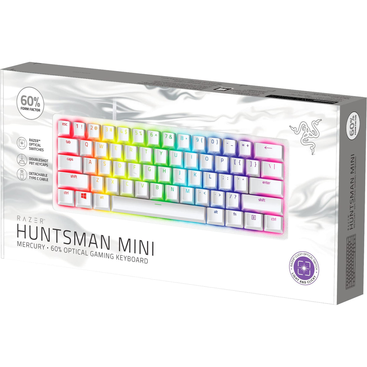 Razer Huntsman Mini 60% Teclado- Memoria integrada - Blanco Mercury (Reacondicionado)